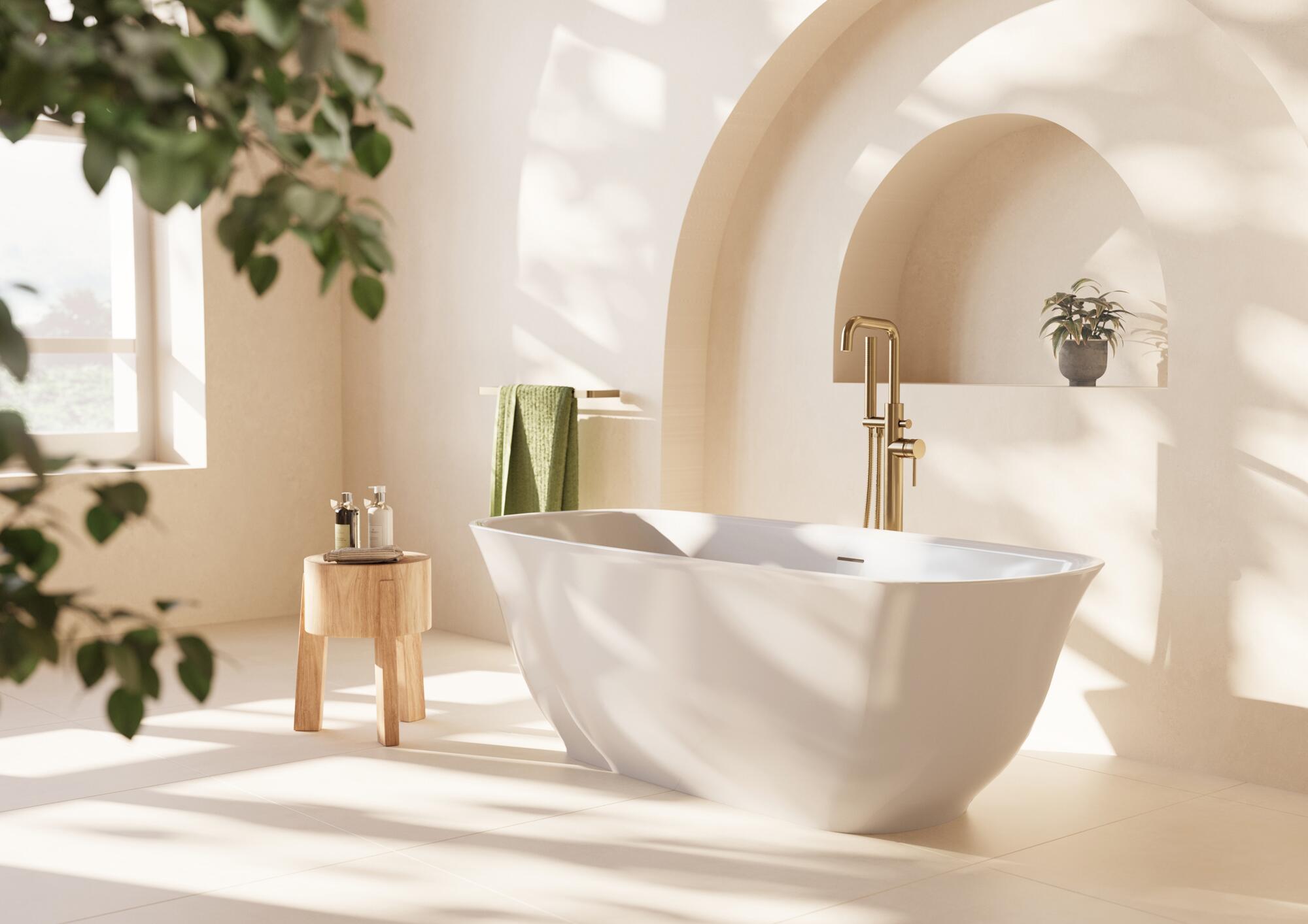 Scudo Coral gloss white acrylic freestanding oval bath 1700mm x 750mm
