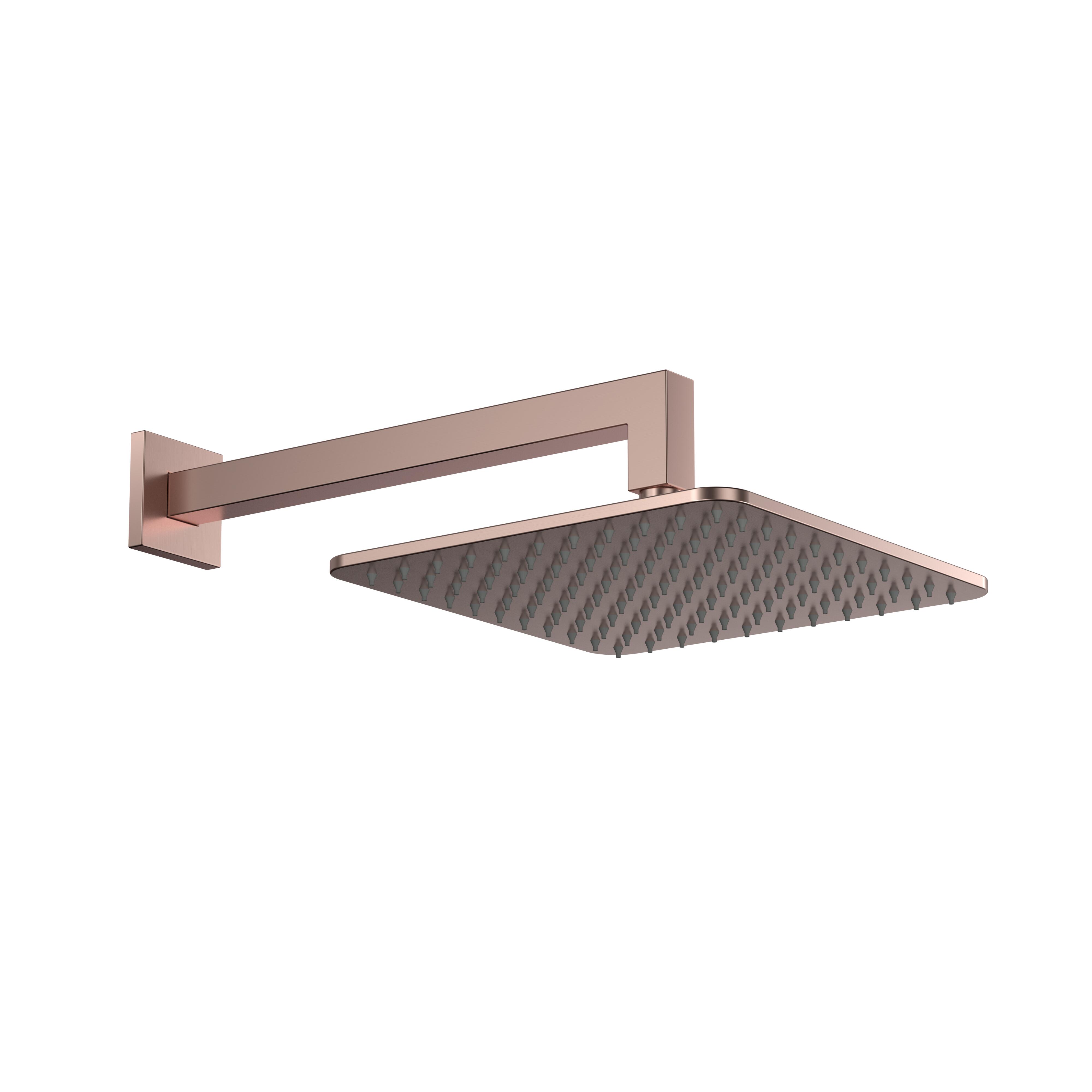 Scudo Square Shower Arm and Head in Brushed Bronze