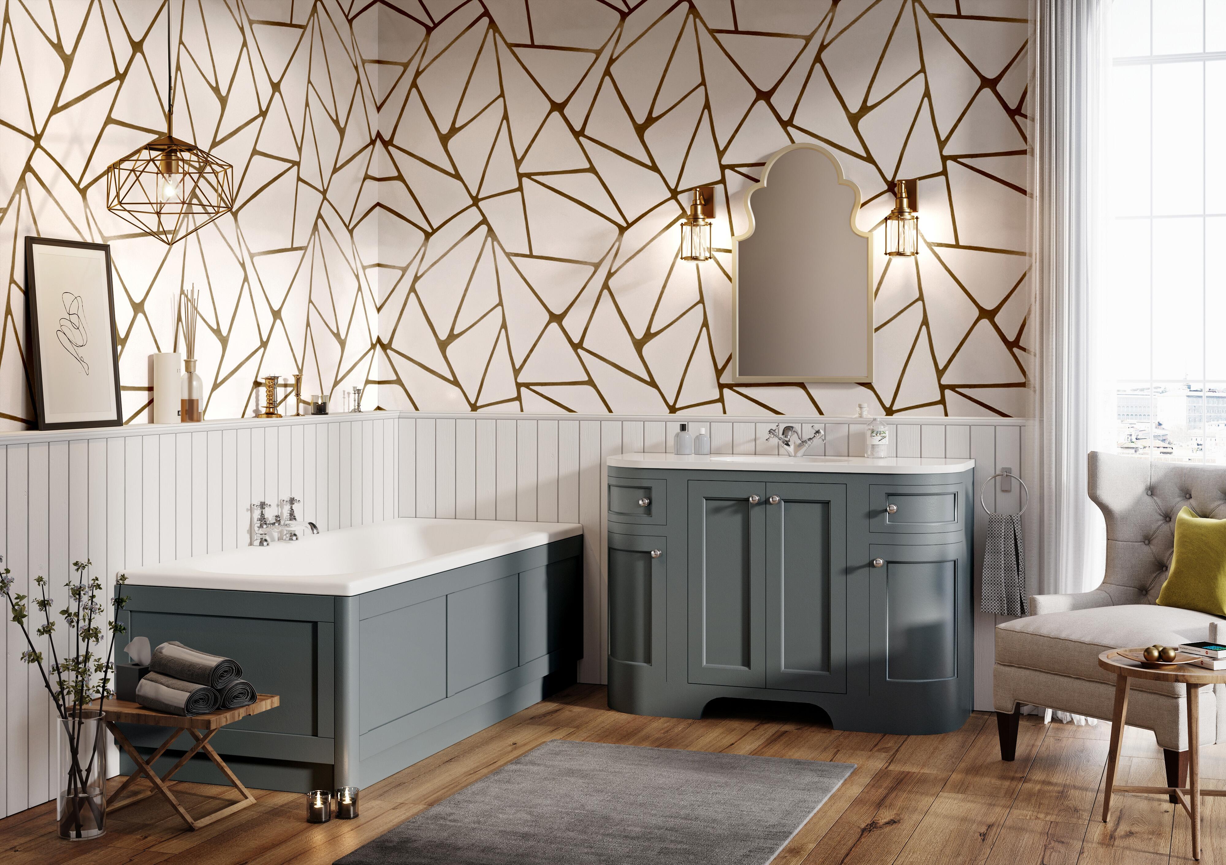 Scudo Brunswick 300 Left Return Unit, Spa Grey, traditional floorstanding