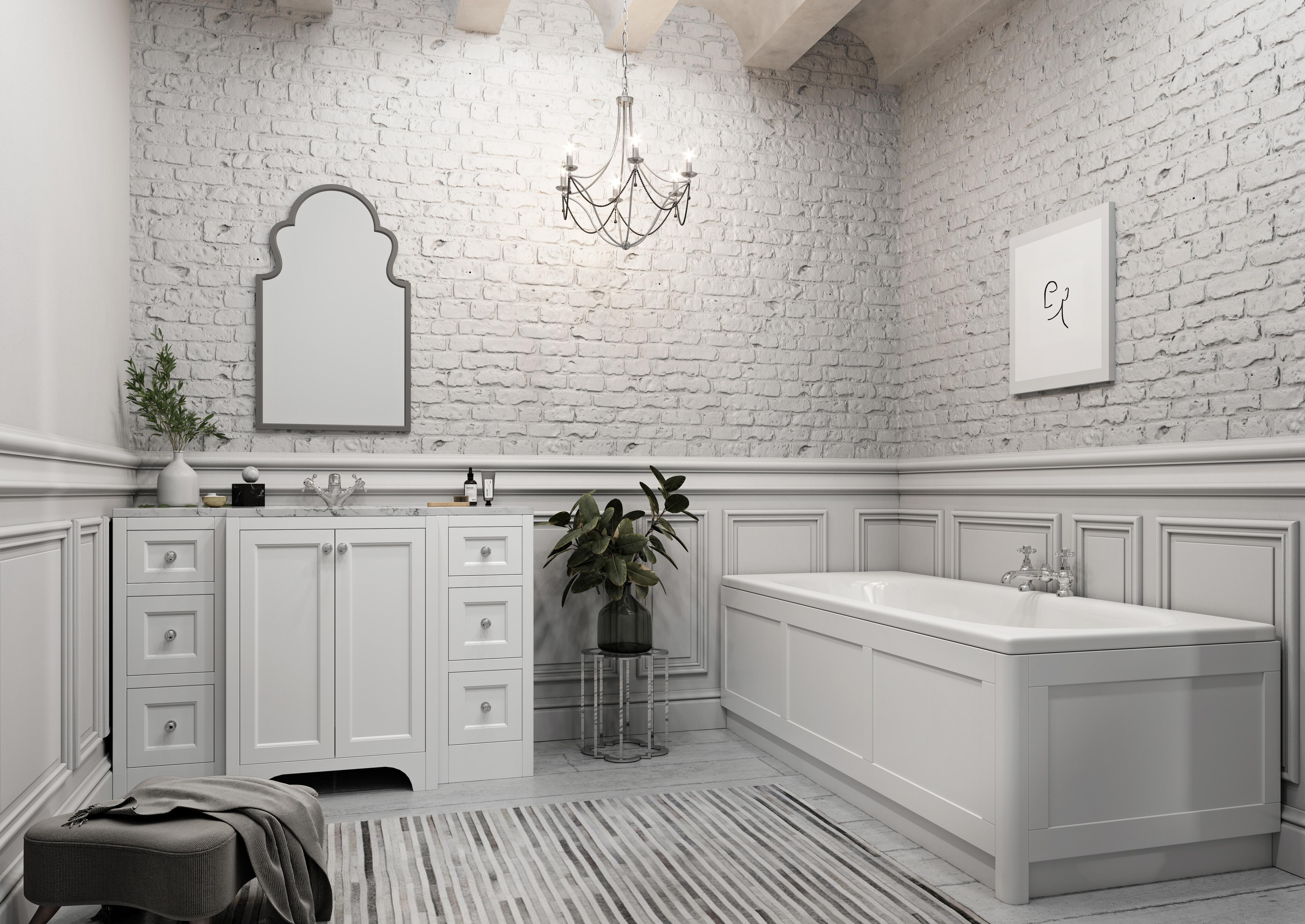Scudo Brunswick 600 floorstanding vanity unit, traditional style, Arctic White finish