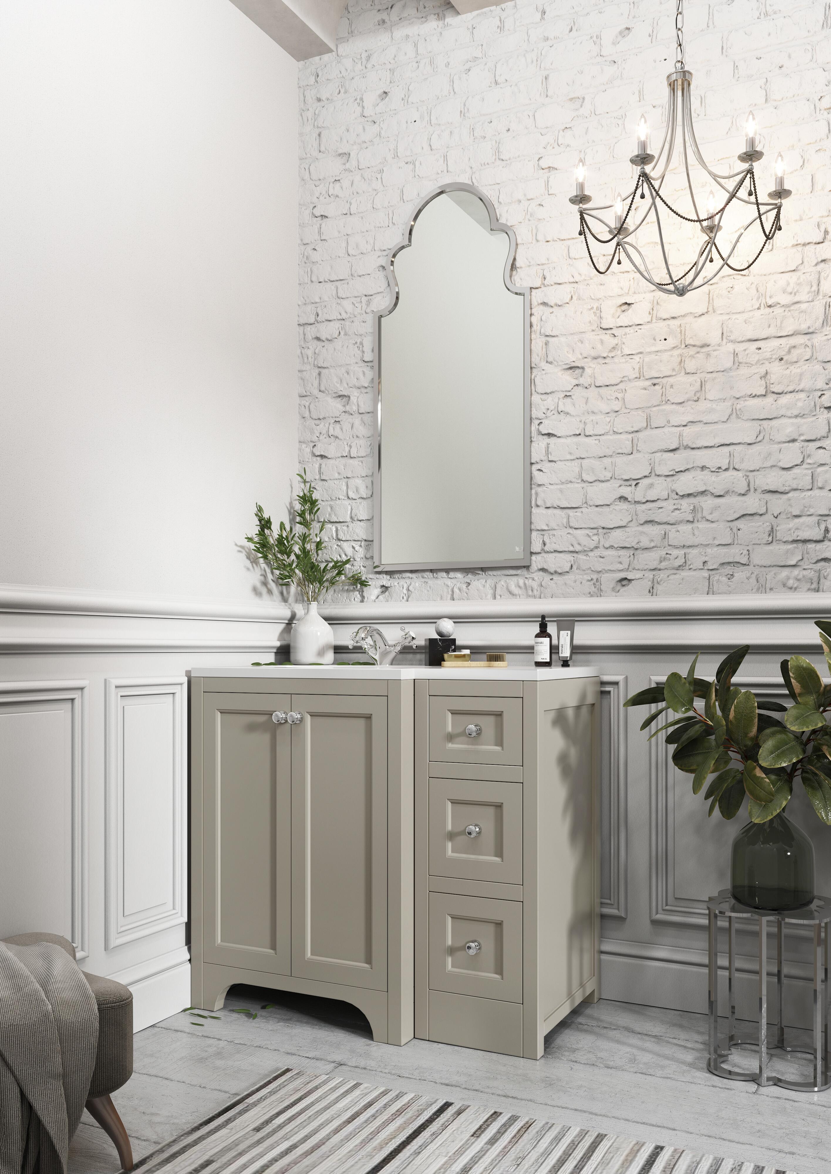 Scudo Brunswick 900mm floorstanding vanity unit, Dovetail Grey, traditional style