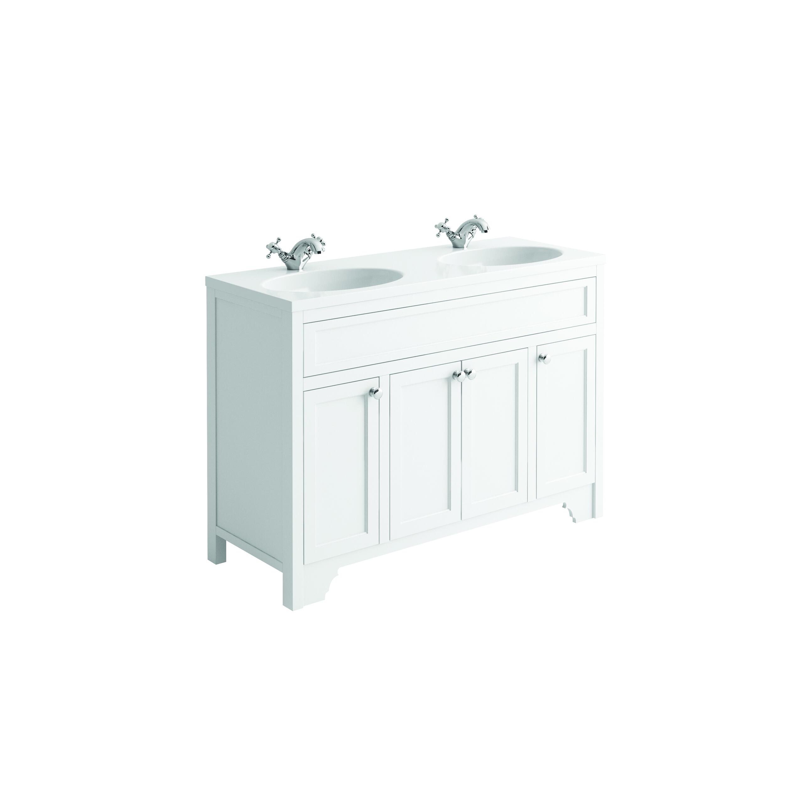 Scudo Duchy 1200mm floorstanding vanity unit in Arctic White, traditional style