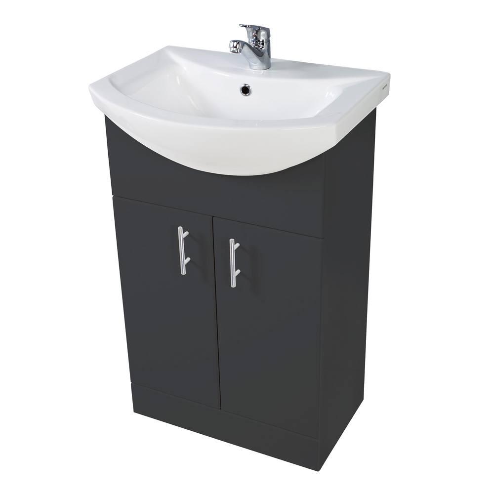 Scudo Lanza 614mm anthracite floorstanding vanity unit, contemporary MDF