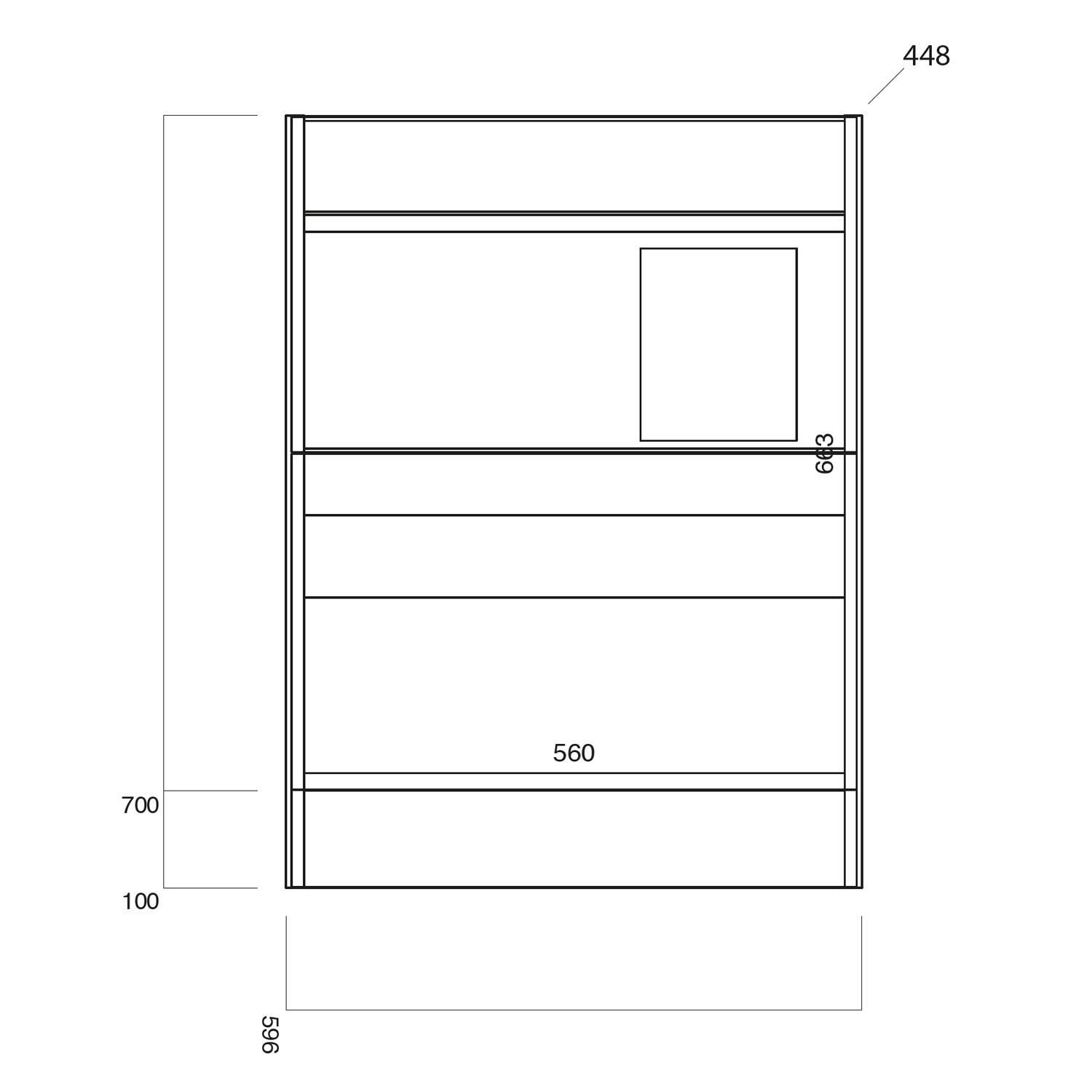 Scudo Bella 596mm floorstanding vanity unit in white melamine, contemporary style