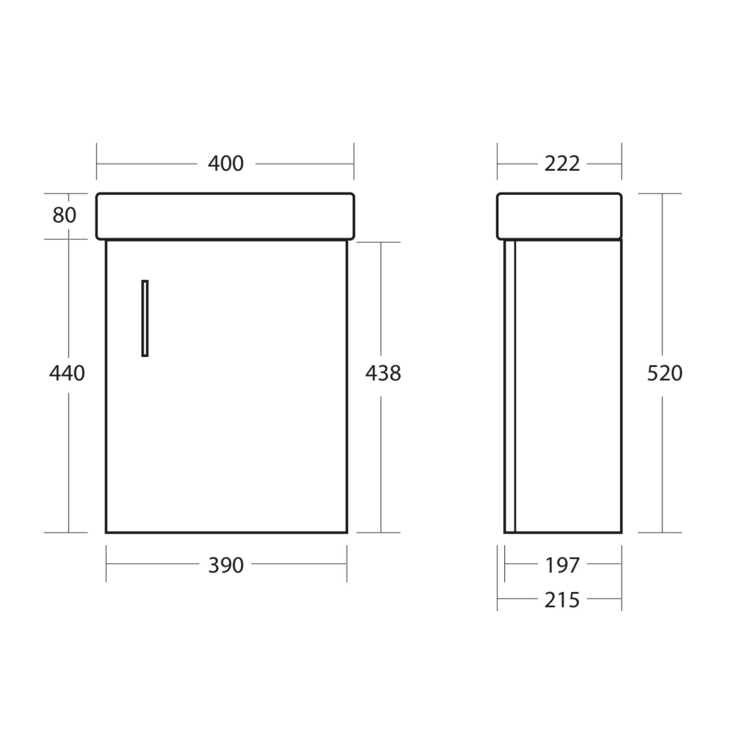 Scudo Lanza 390mm wall hung vanity unit in White High Gloss MDF, contemporary style