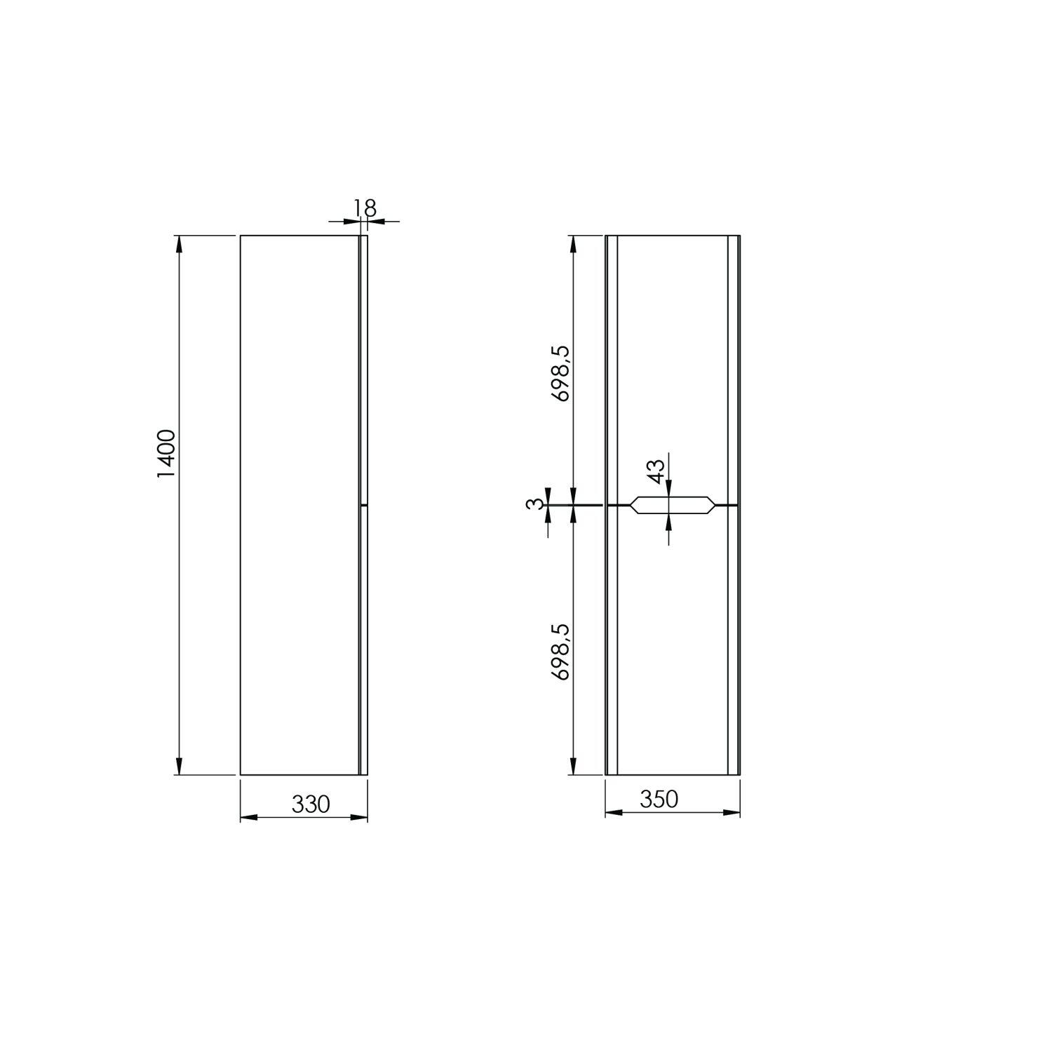Scudo Ella Anthracite wall mounted tall boy unit 350mm wide