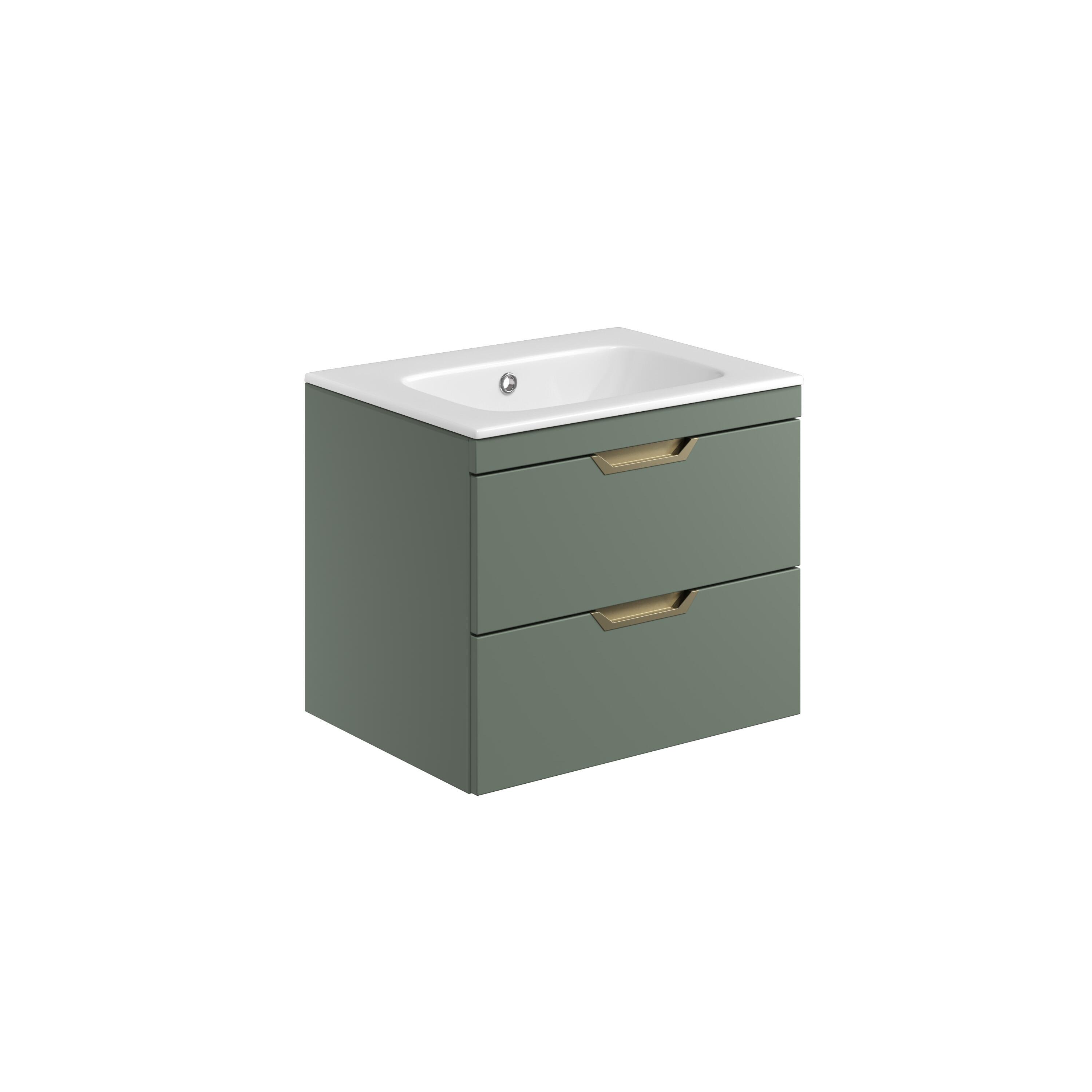 Scudo Aubrey 600mm wall hung vanity unit, Reed Green, contemporary style