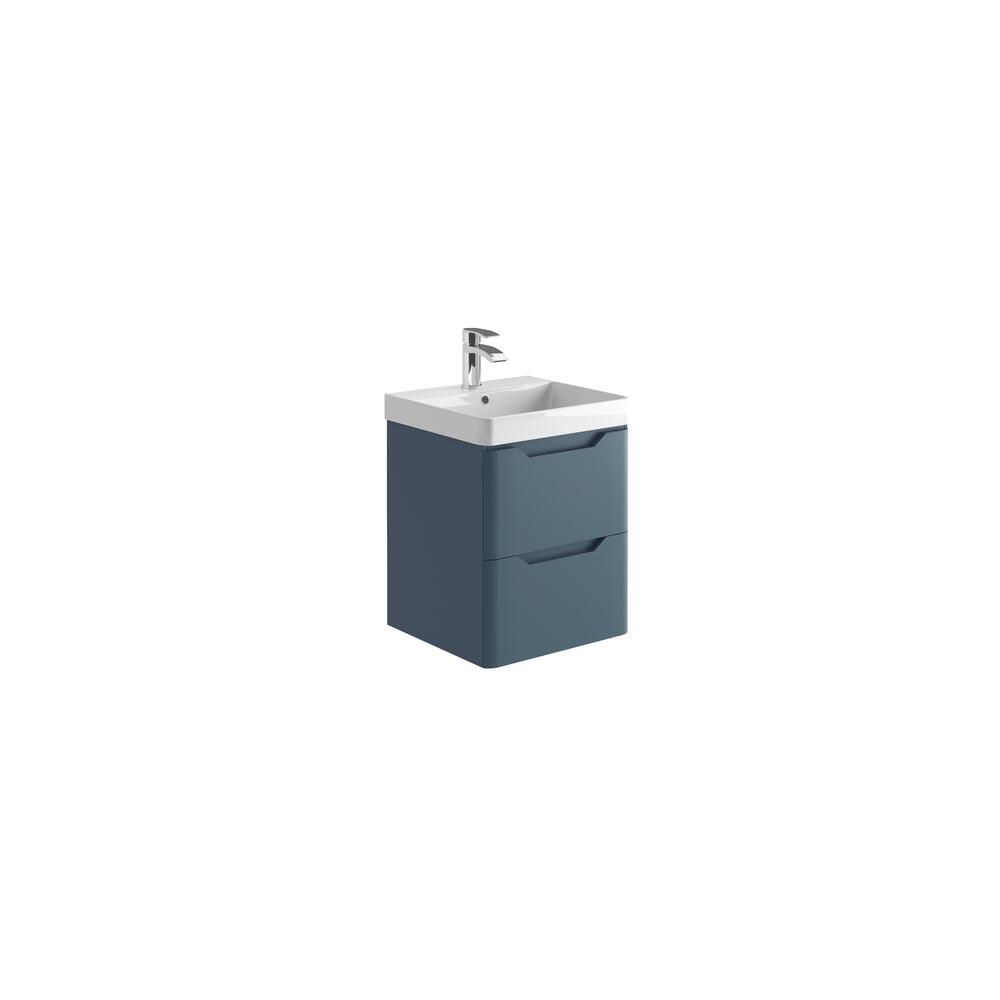 Scudo Ella 474mm wall hung vanity unit in contemporary blue melamine