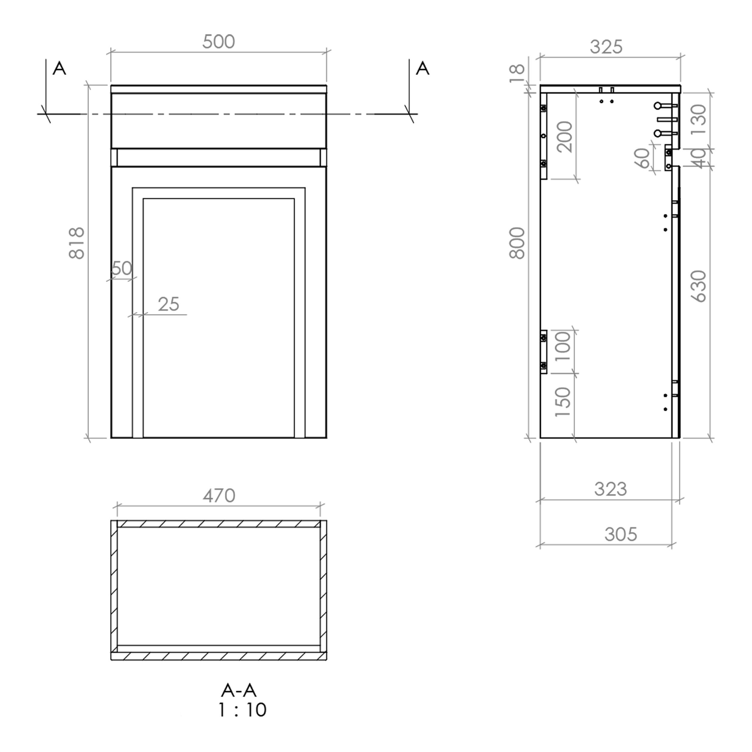 Scudo Classica 500mm WC unit in Charcoal Grey MFC, traditional style
