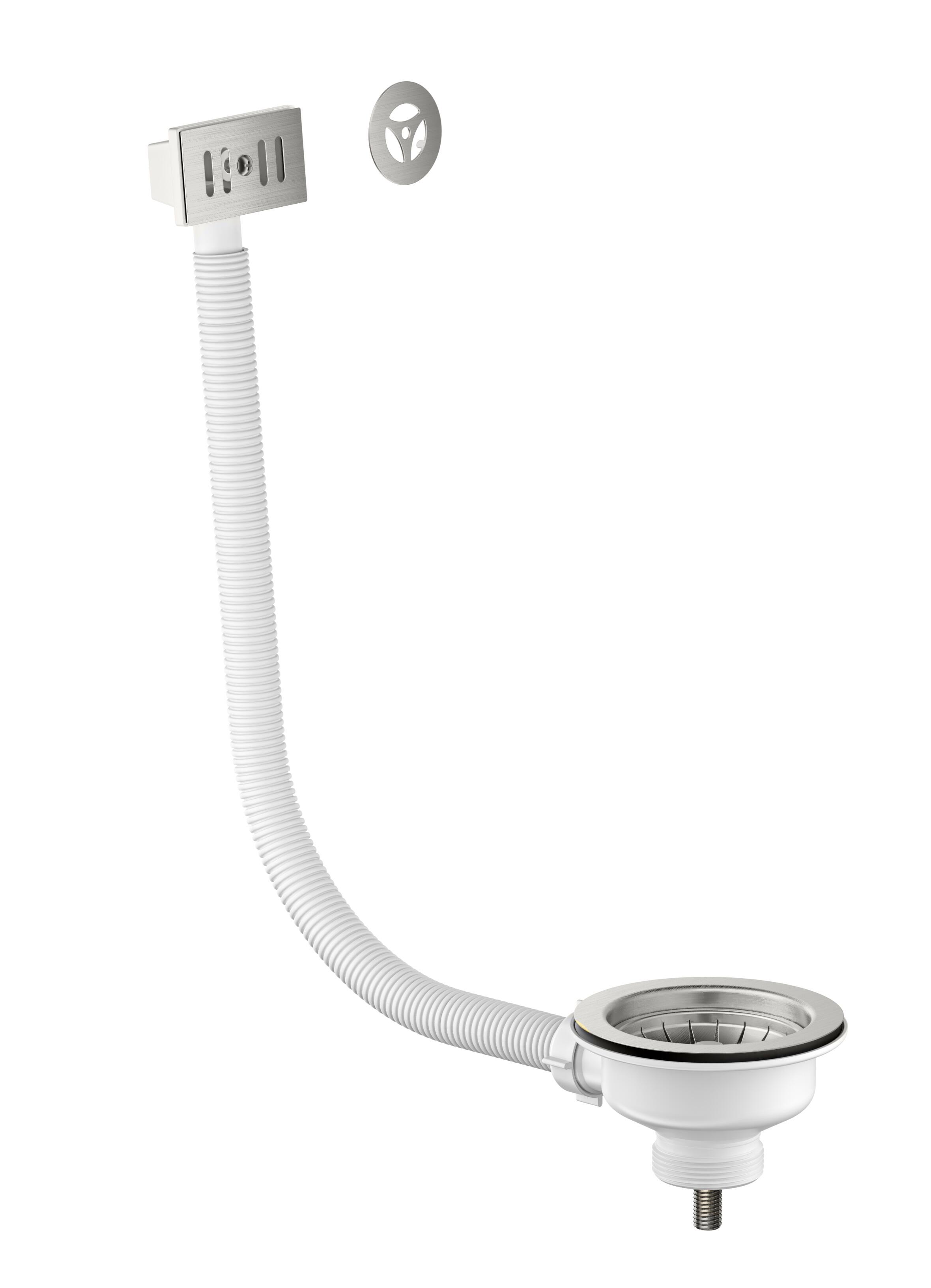 Scudo brushed stainless steel kitchen basin waste, 90mm