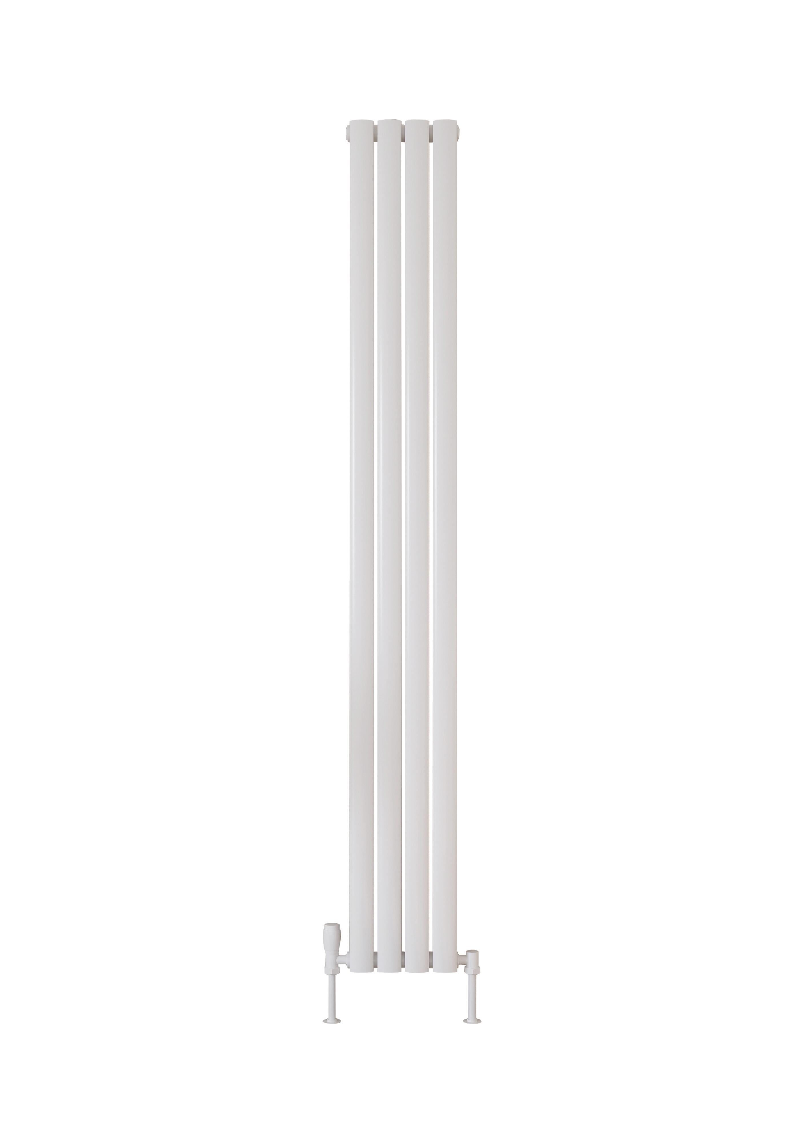 Scudo Apex white steel designer radiator, single panel vertical, 1800mm height