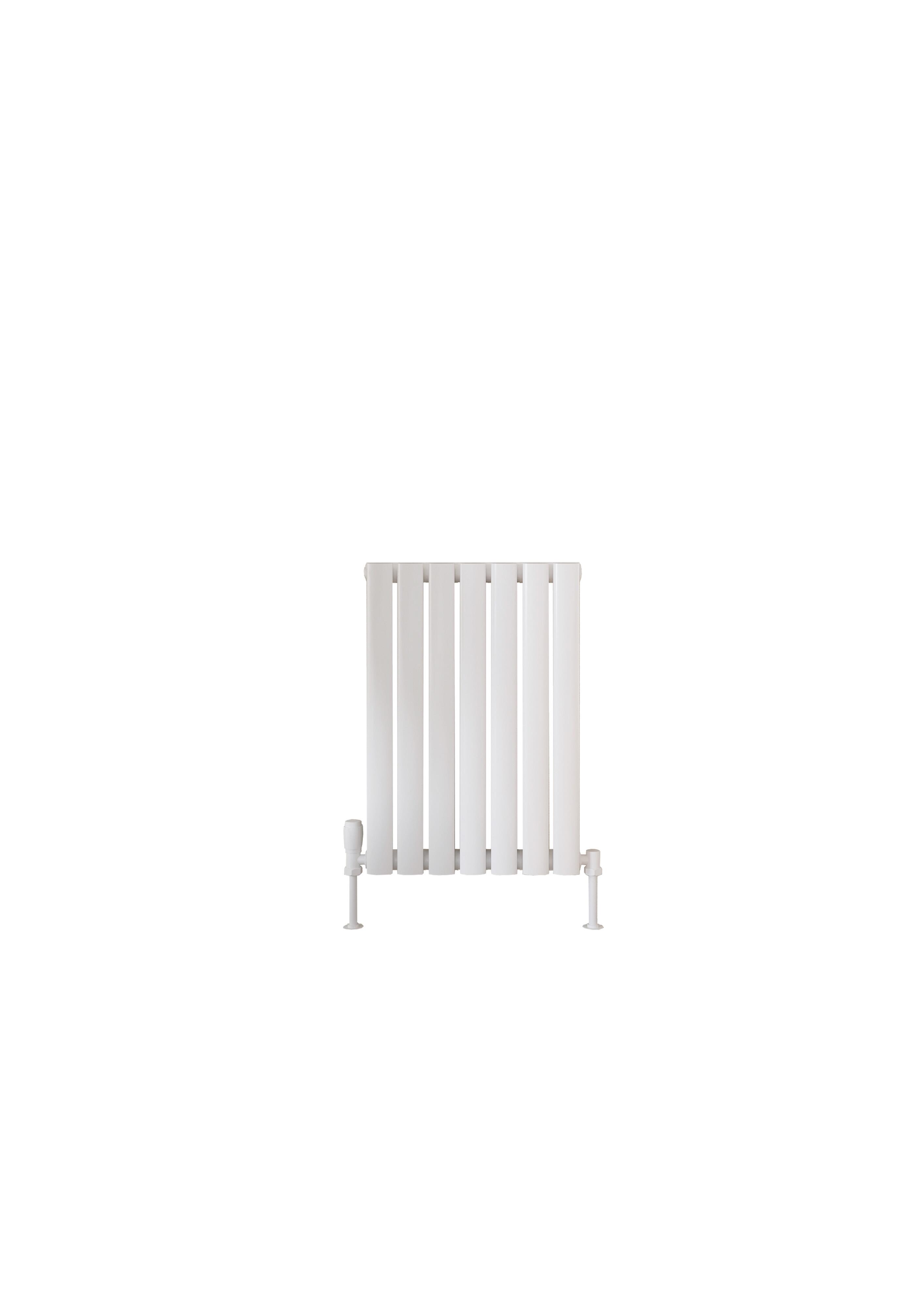 Scudo Apex white steel designer radiator, single panel, 600mm height x 413mm width