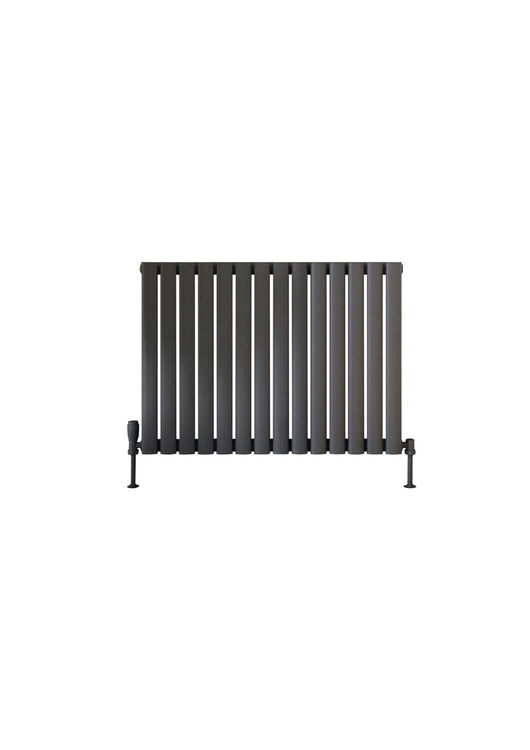 Scudo Apex anthracite designer radiator, single panel, 600mm x 826mm steel construction