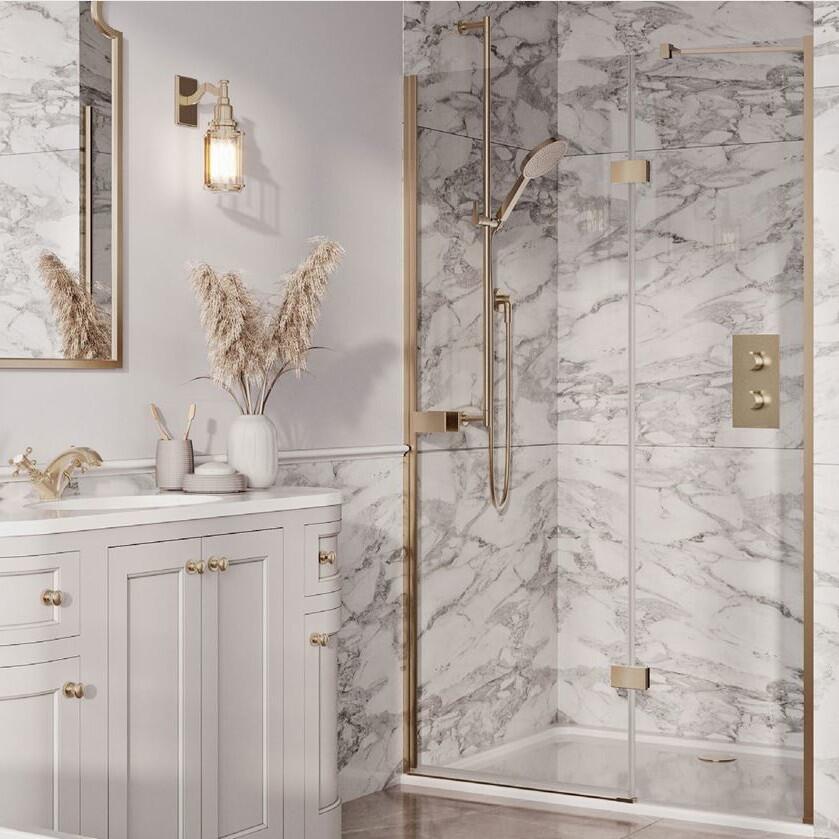 Scudo Athena hinged shower door moving part pack in brushed brass finish