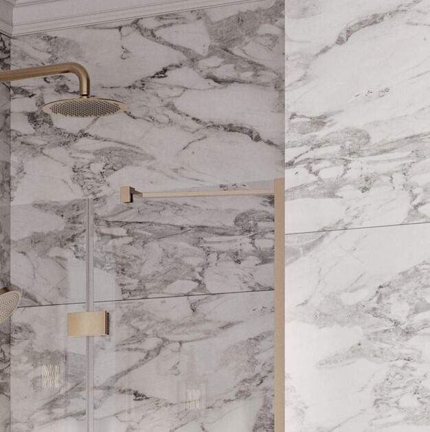 Scudo Straight Stabilising Bar in Brushed Brass for shower enclosures