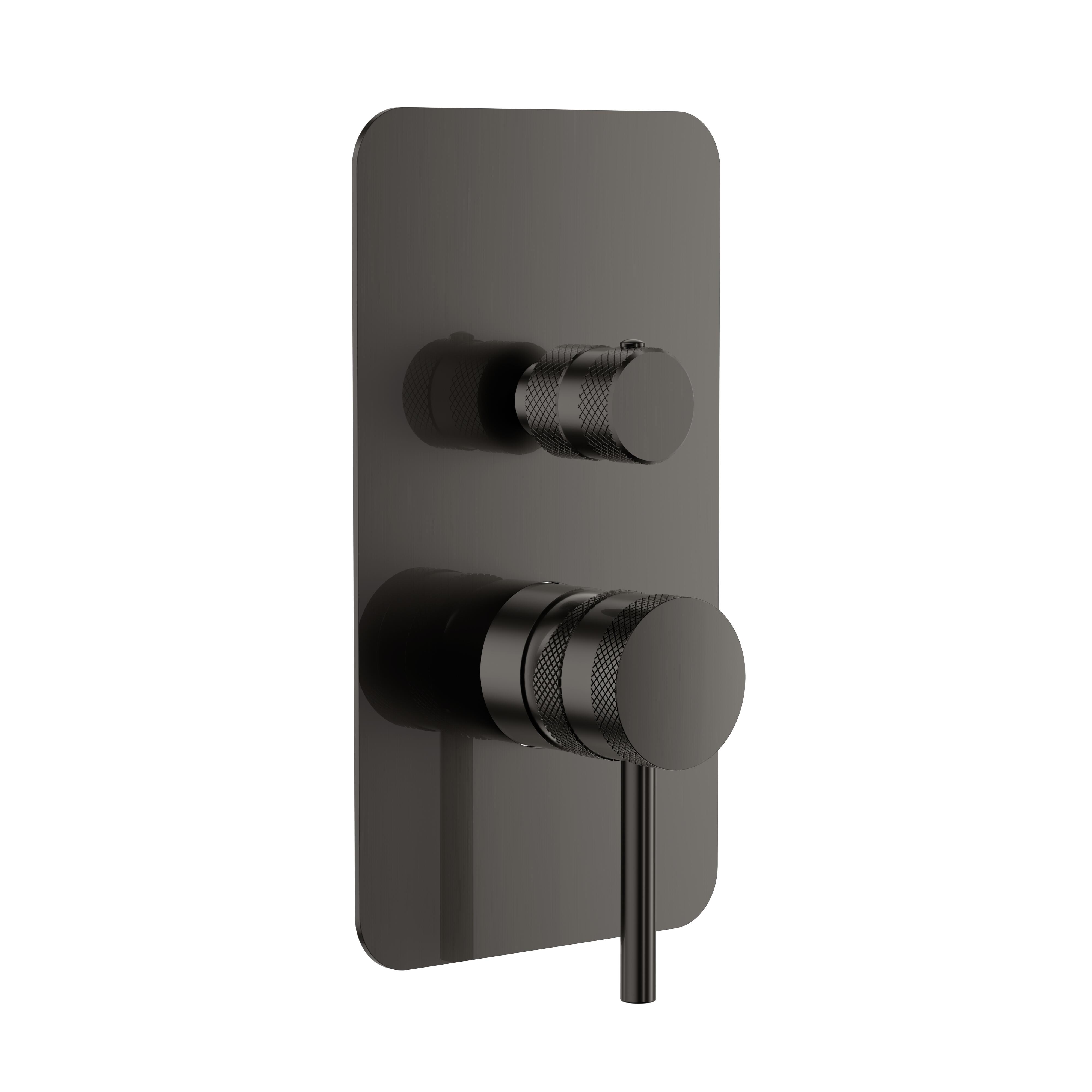 Scudo Core concealed manual dual outlet shower valve, Gunmetal finish, Stainless Steel