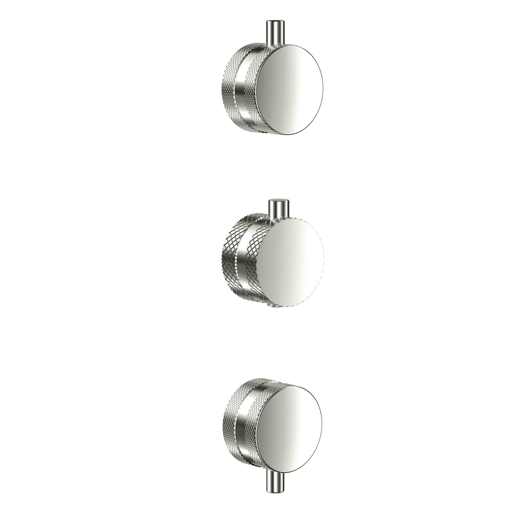 Scudo Core concealed shower valve knurled handles 3 pack, brushed nickel finish
