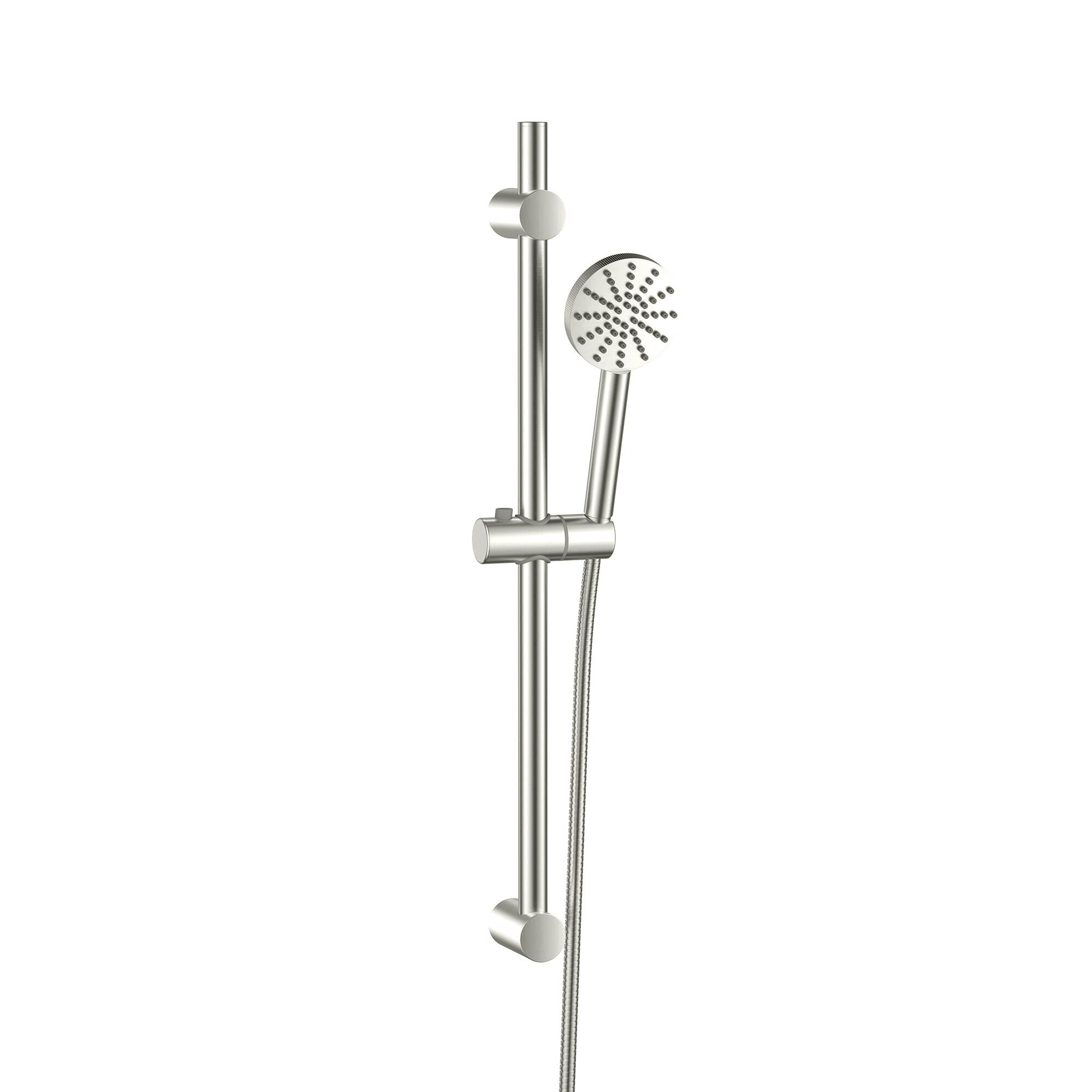 Scudo Core exposed riser rail in brushed nickel, made from stainless steel and ABS