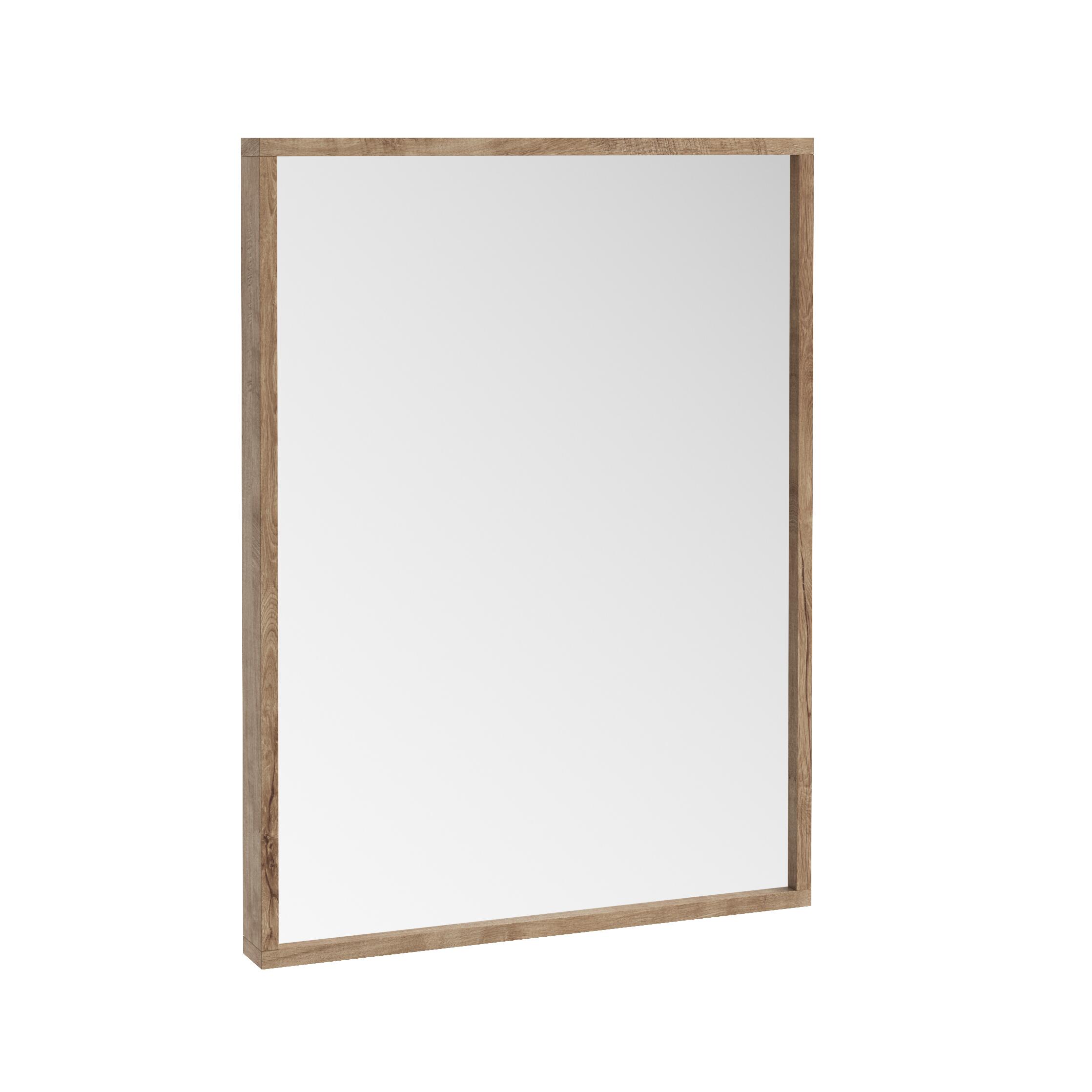Scudo Ambience 800mm x 600mm LED mirror in Rustic Oak finish with integrated lighting