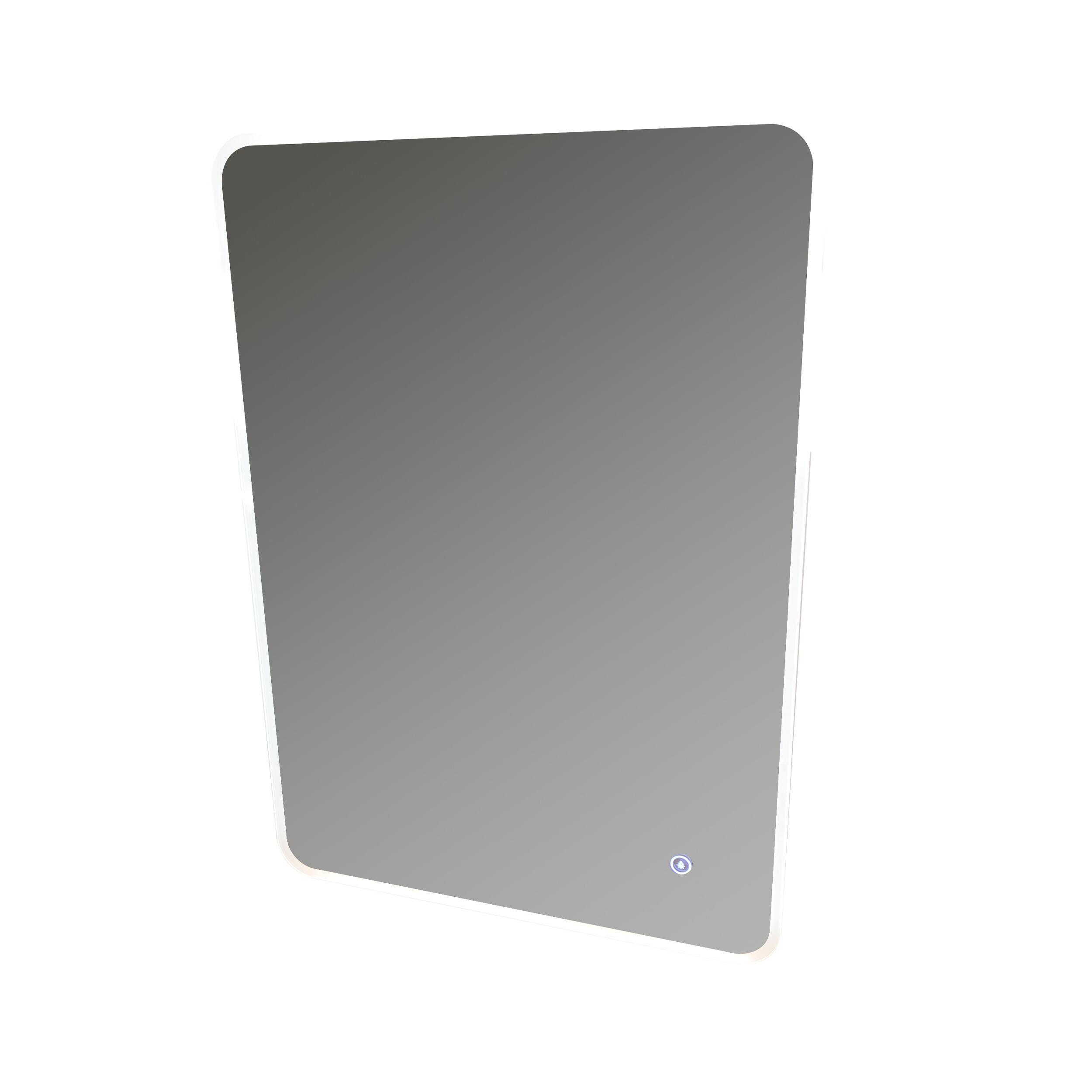 Scudo Vivid rectangular LED mirror, 700mm height, 500mm width, glass and steel