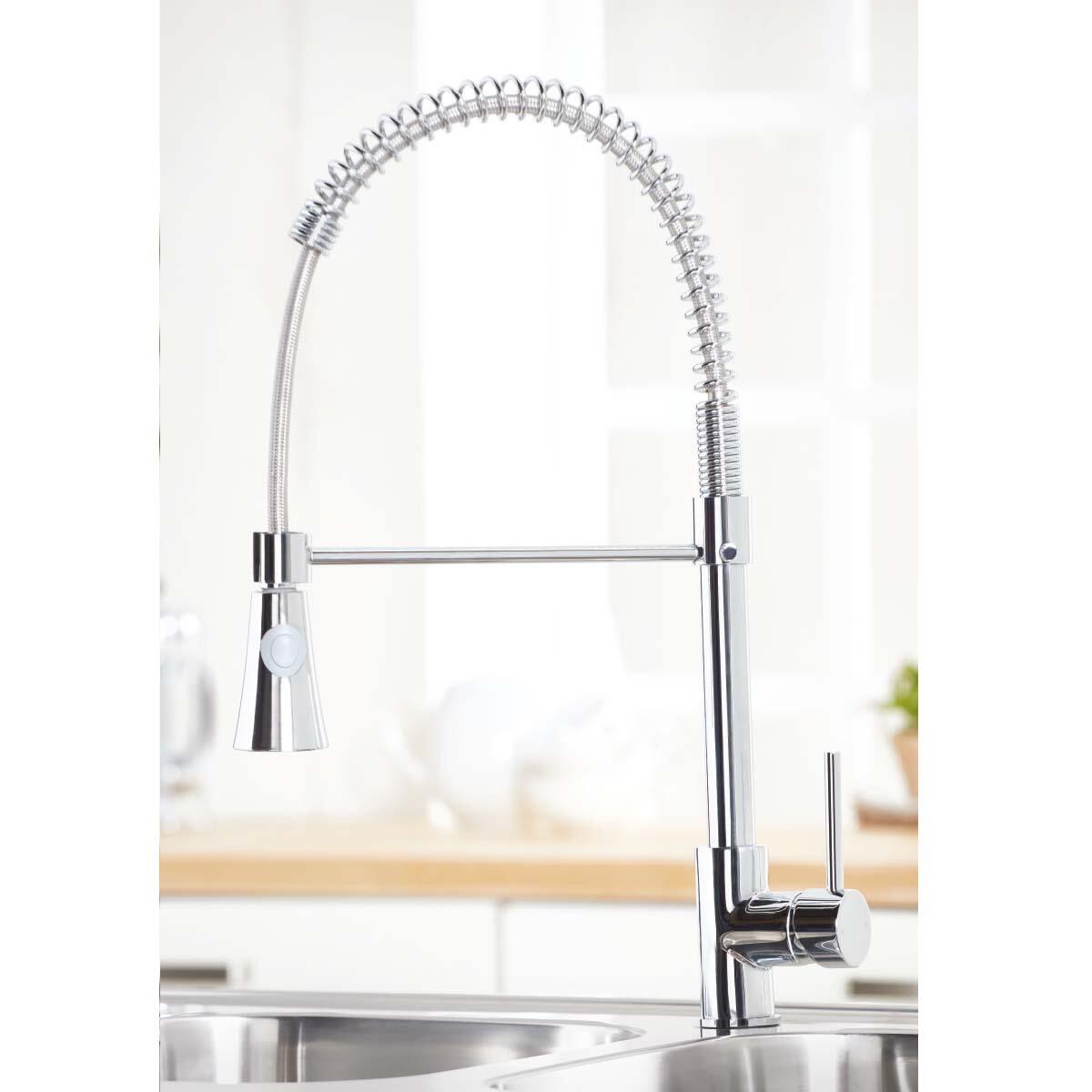Scudo Tirare chrome 1 tap hole kitchen tap with lever handle and swivel spout