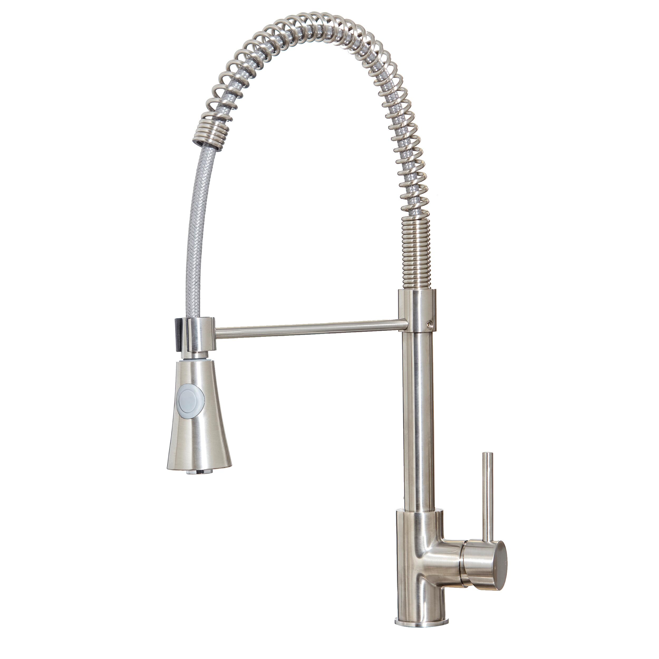 Scudo Tirare brushed nickel 1 tap hole kitchen tap with lever handle and swivel spout