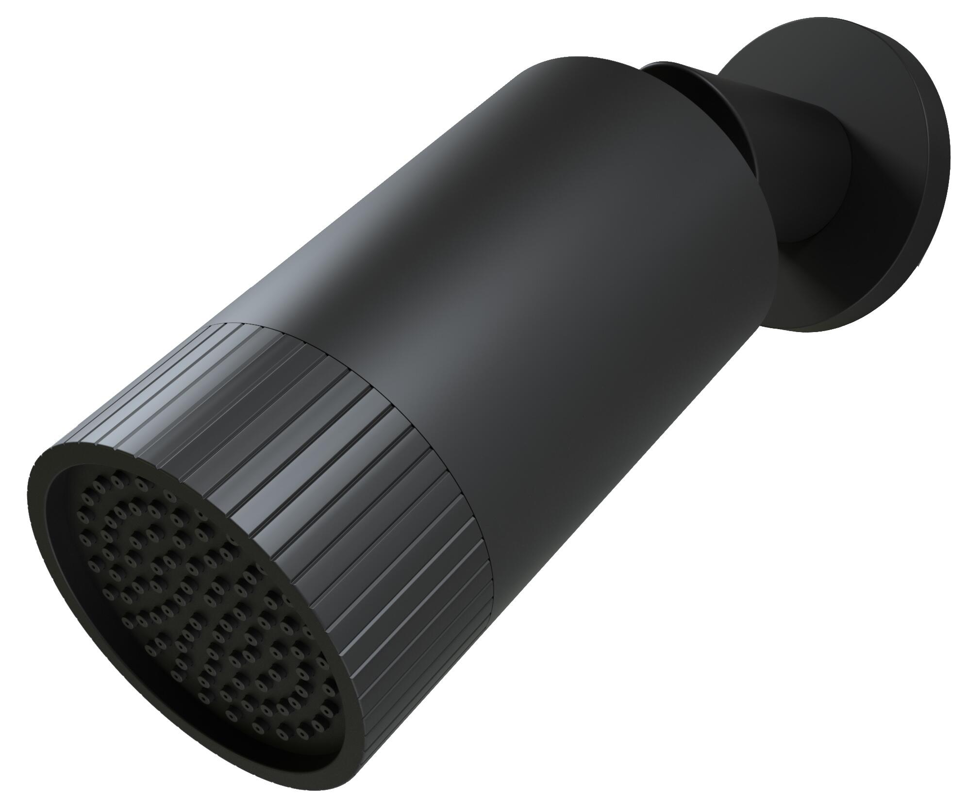 Scudo Core Spotlight fixed shower head in Matt Black with wall arm