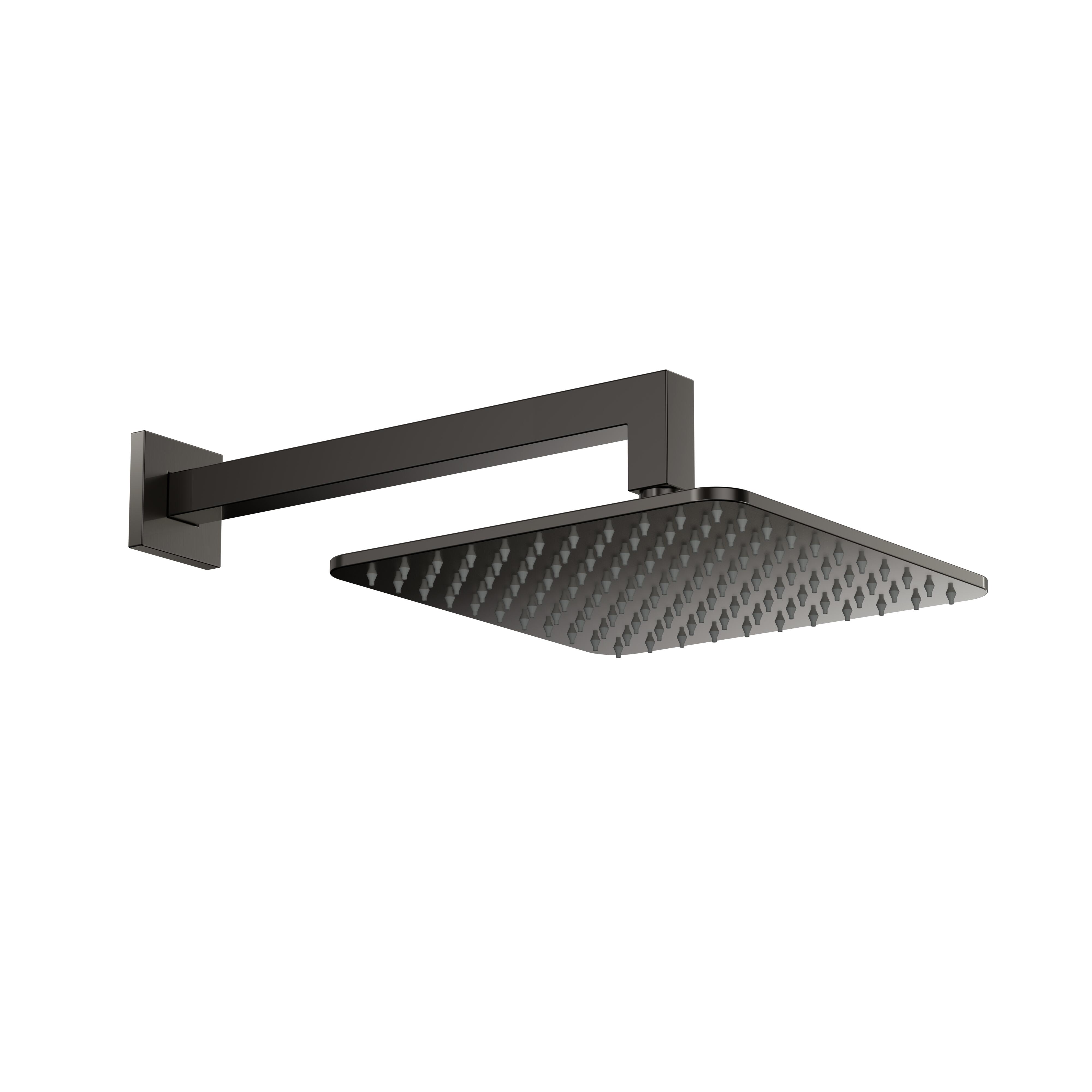 Scudo Square Fixed Shower Head and Arm in Gunmetal finish