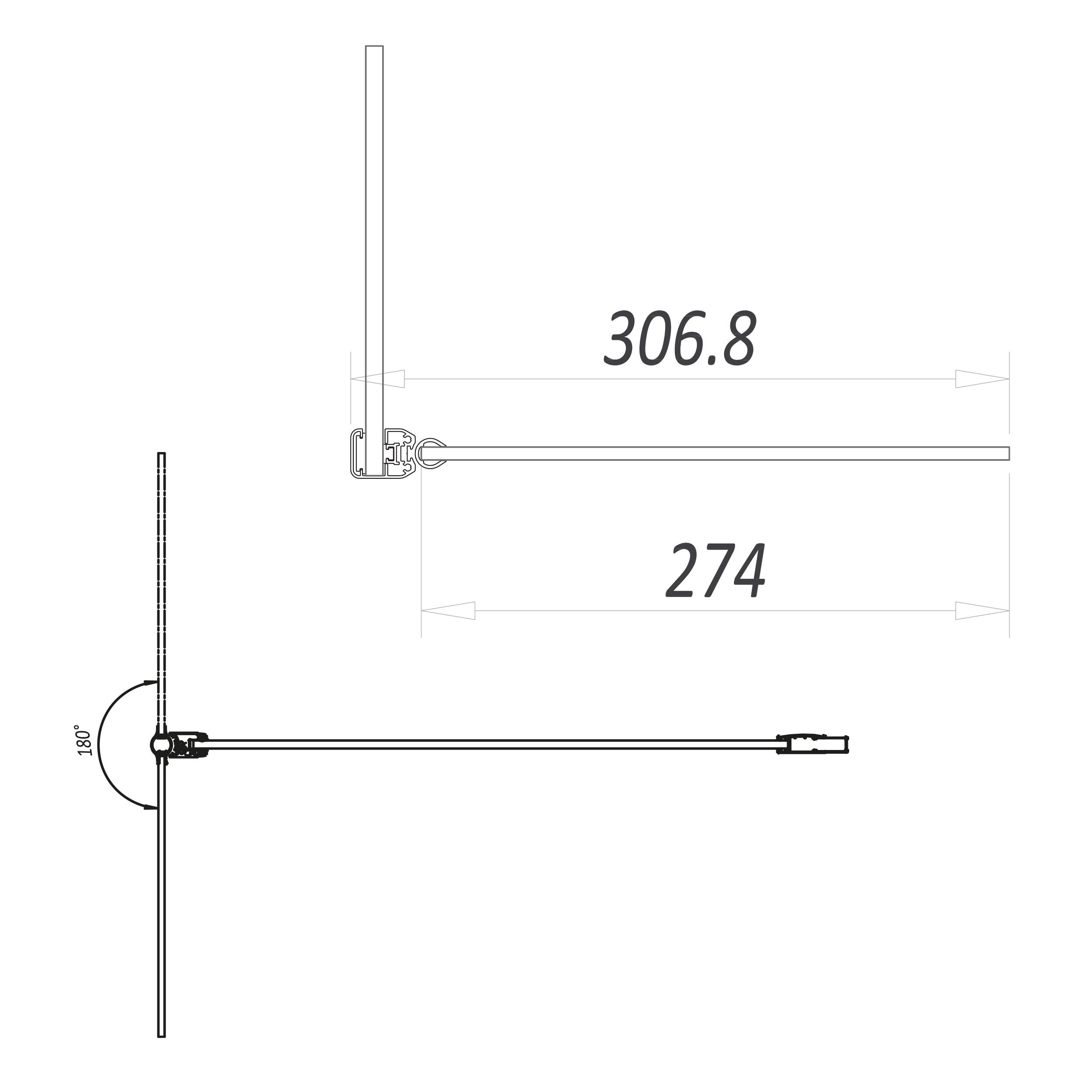 Scudo S8 Matt Black flipper panel, 2000mm high, 6mm clear glass