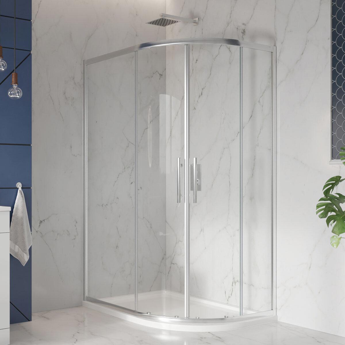 Scudo S8 double door quadrant shower enclosure, 1200x800mm, 8mm clear glass, chrome frame