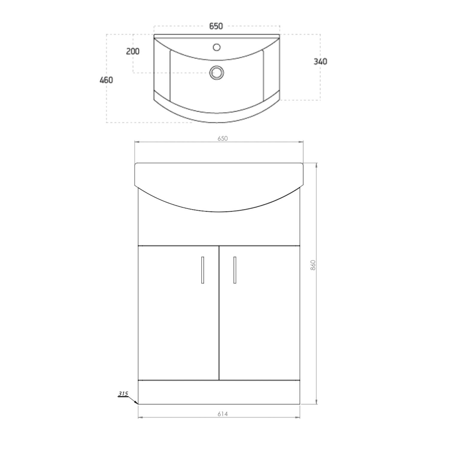 Scudo Lanza 614mm anthracite floorstanding vanity unit, contemporary MDF