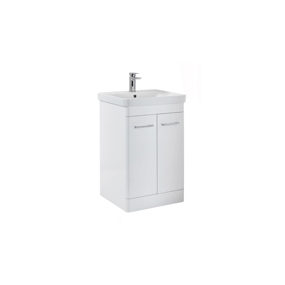 Scudo Rossini 560mm Gloss White floorstanding vanity unit with soft-close doors