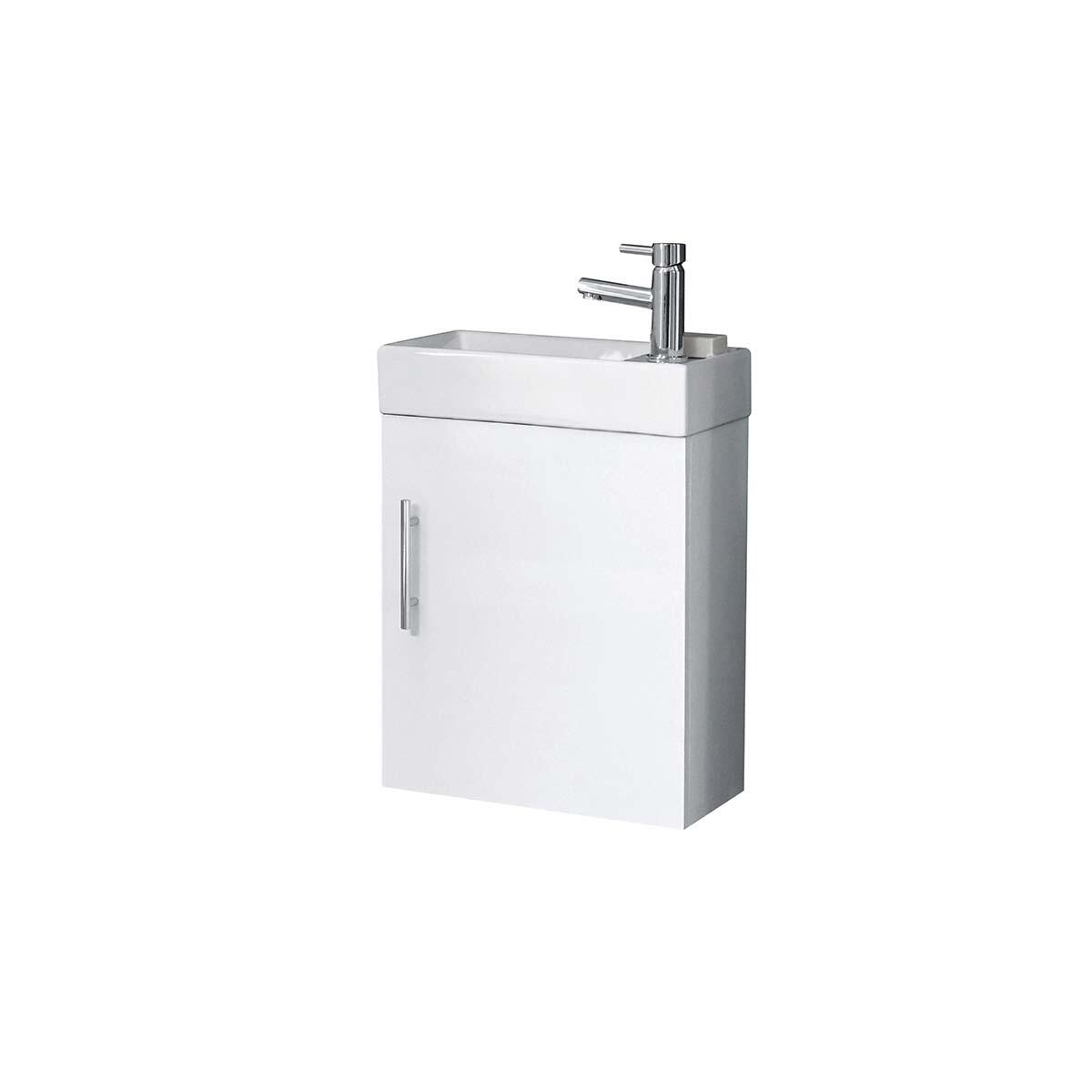 Scudo Lanza 390mm wall hung vanity unit in White High Gloss MDF, contemporary style