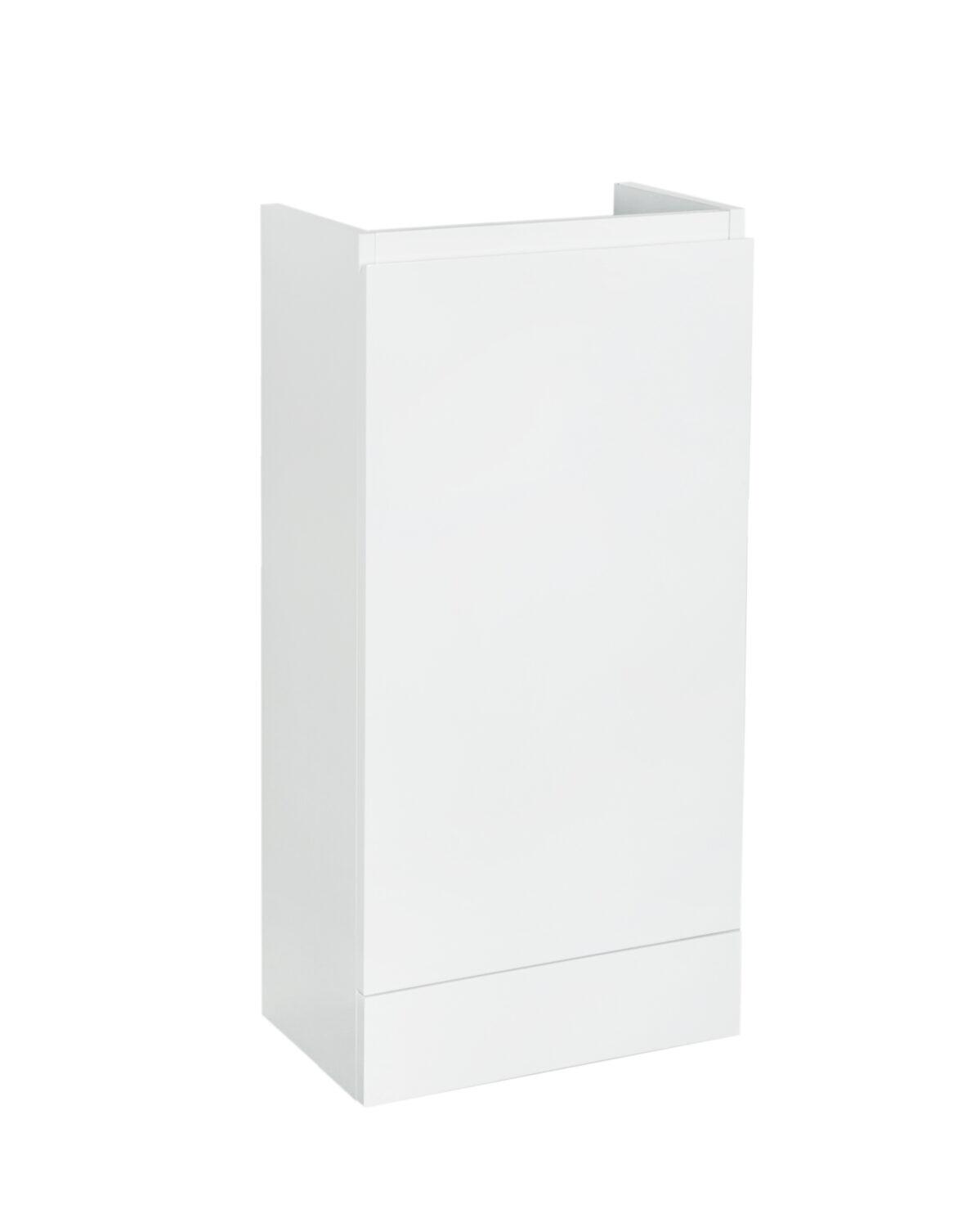 Scudo Waterguard floorstanding cloakroom unit, 420mm, Gloss White PVC, integrated basin