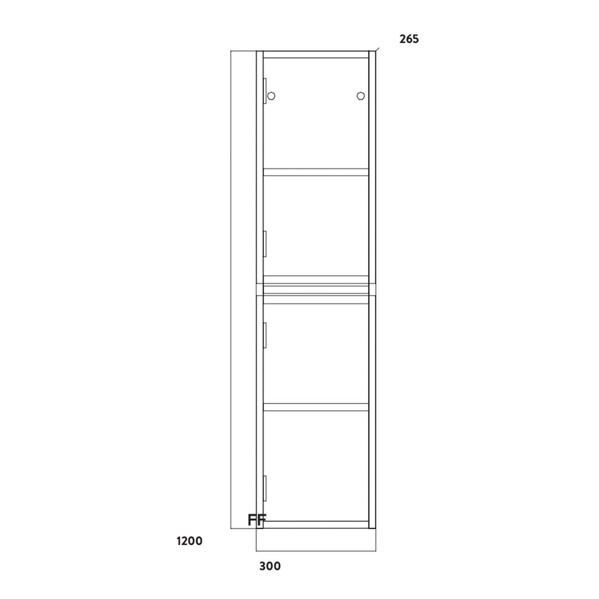 Scudo Muro 300mm Gloss White floorstanding tall boy unit, contemporary MDF storage