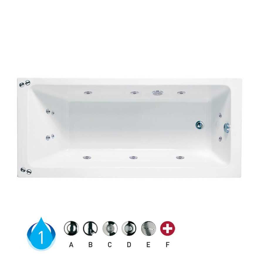 Rectangularo Single Ended Whirlpool Bath 1700mm x 700mm with 12 Jets