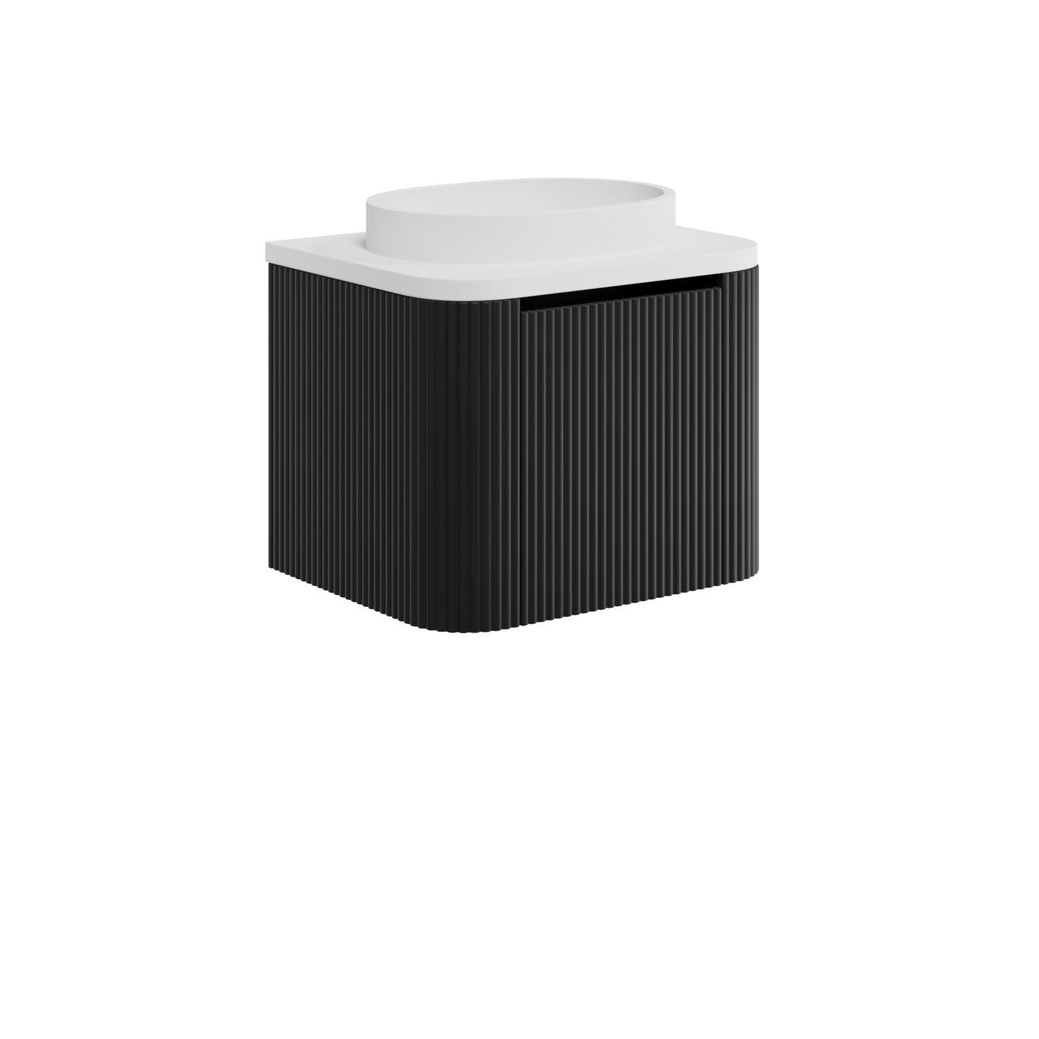 Scudo Linea wall hung vanity unit in matt black finish with single drawer