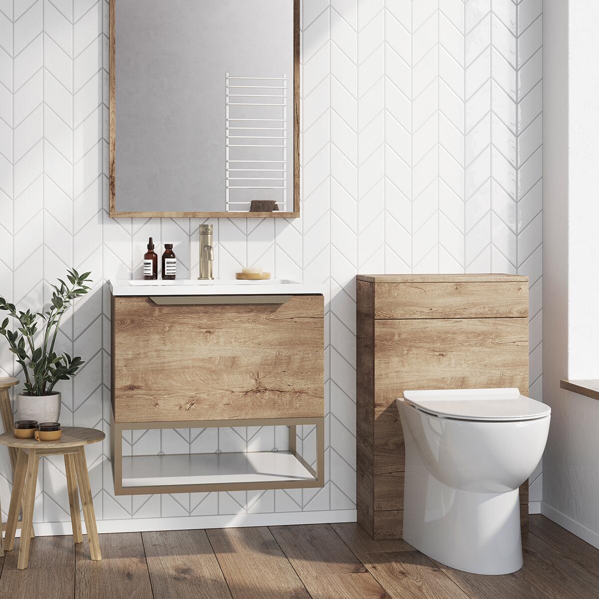 Scudo Ambience 500mm floorstanding WC unit in Rustic Oak finish