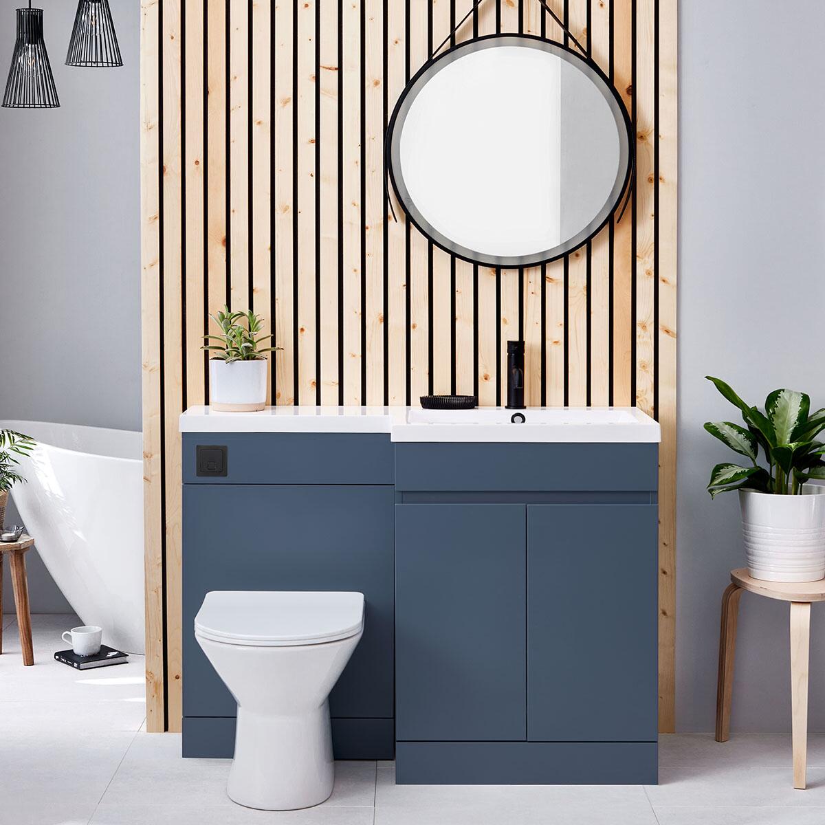 Scudo Empire blue MDF floorstanding WC unit, 500mm wide