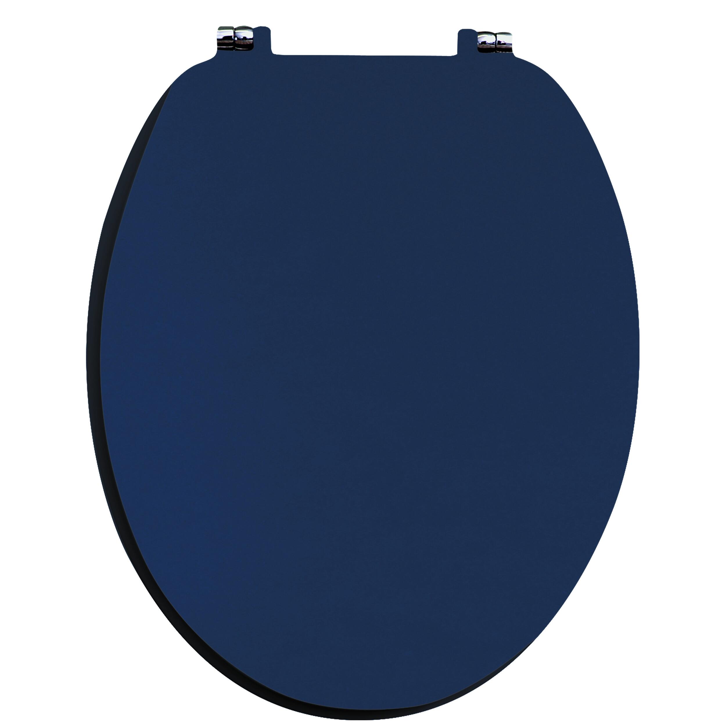Scudo round toilet seat in Indigo Blue with soft close hinges and top fix fittings