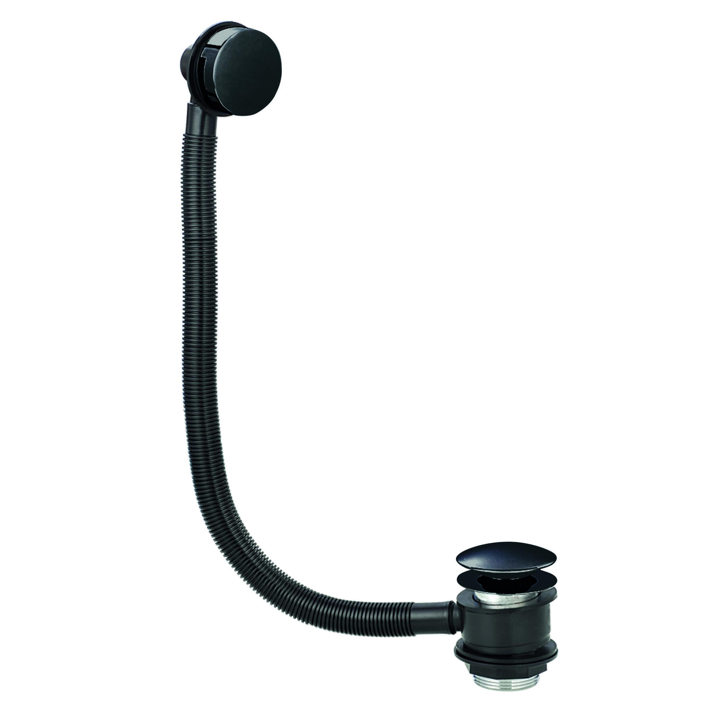 Scudo black bath pop-up waste with overflow, matt finish