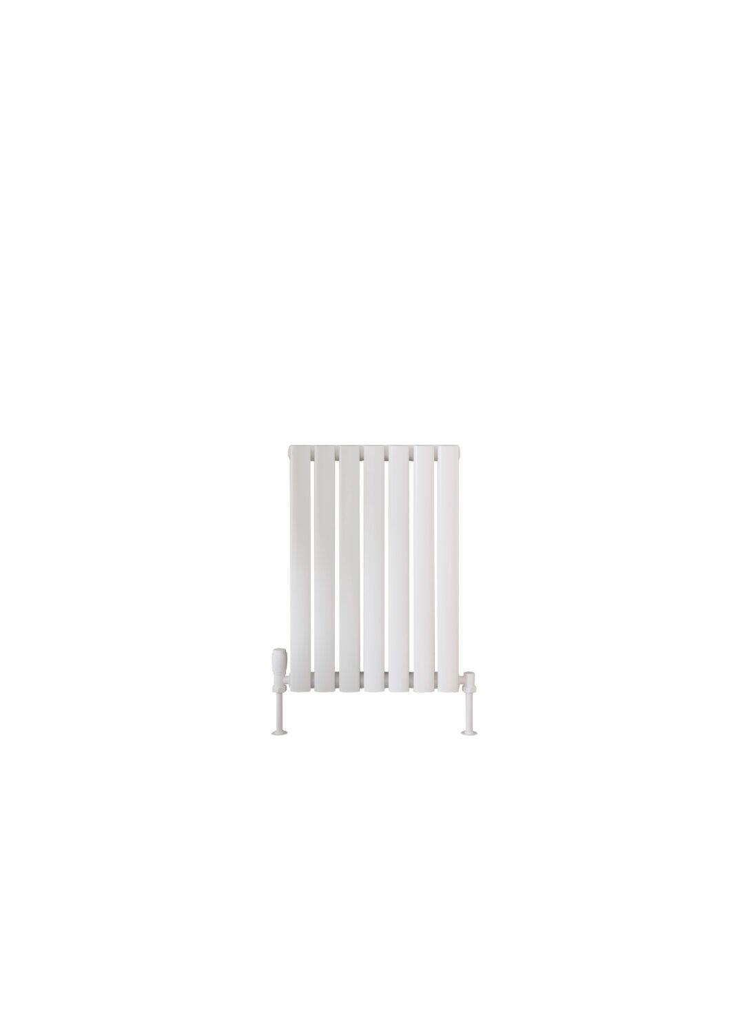 Scudo Apex white steel designer radiator, single panel, 600mm height x 413mm width