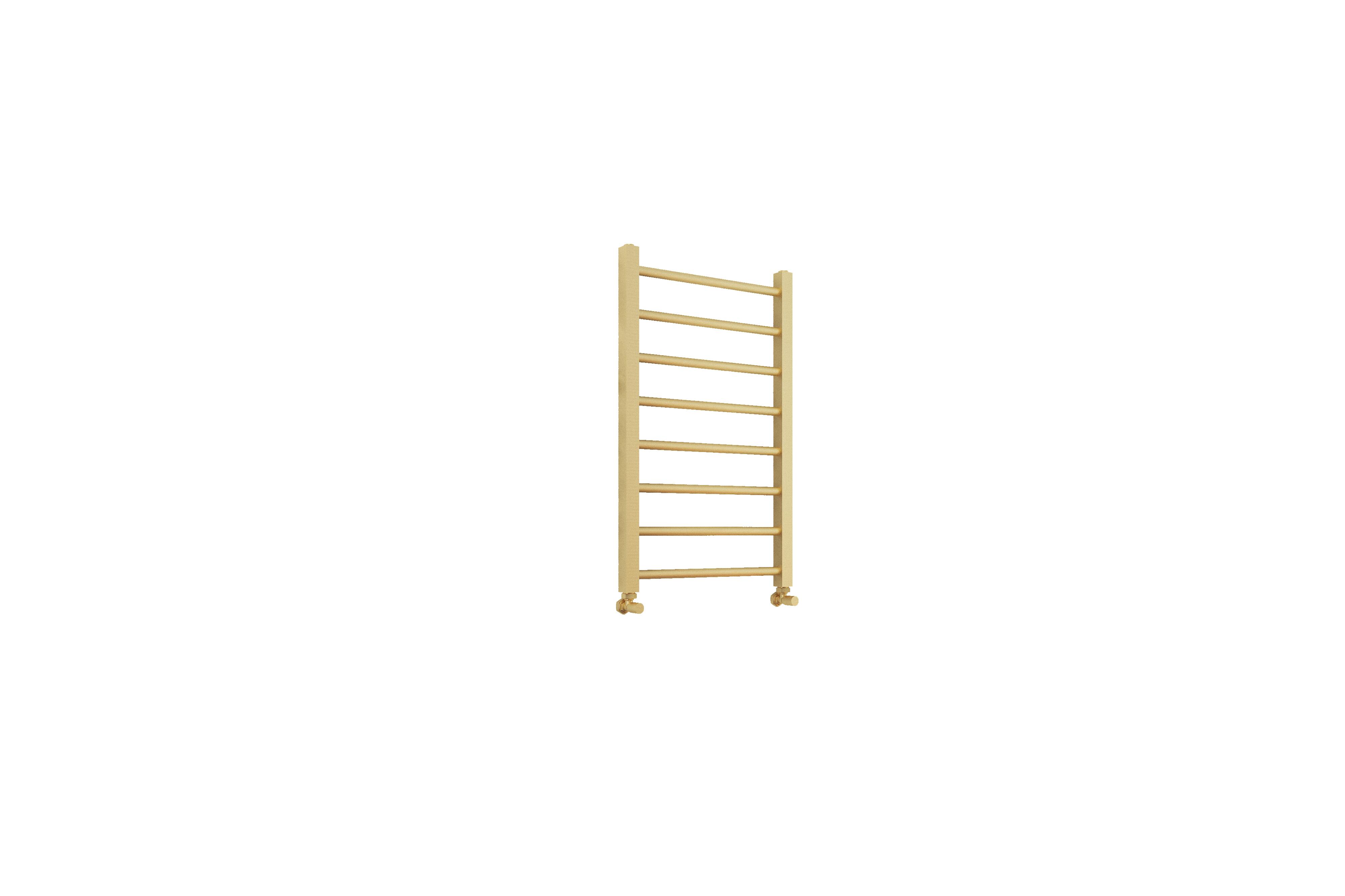 Scudo Vibe brushed brass steel towel rail, 800mm height, 500mm width