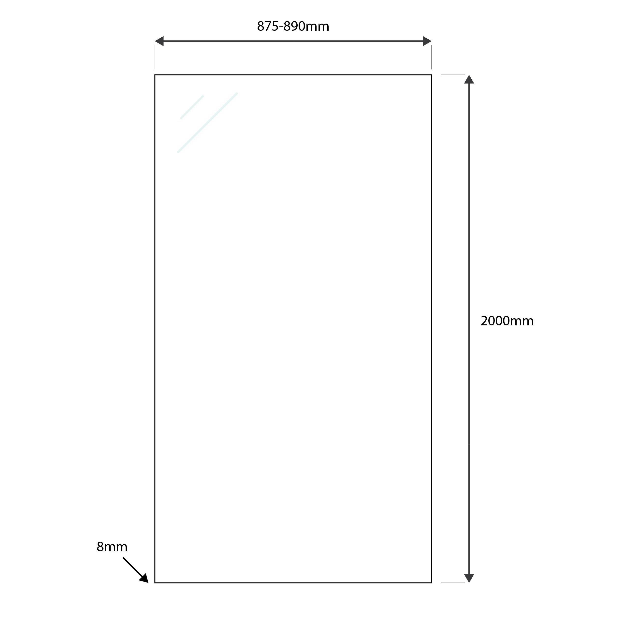 Scudo Momentum 8mm clear glass shower side panel, 900mm x 2000mm