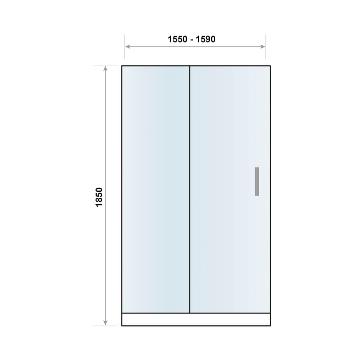 Scudo S6 sliding shower door, 1600mm wide, 1850mm high, 6mm clear glass, chrome frame