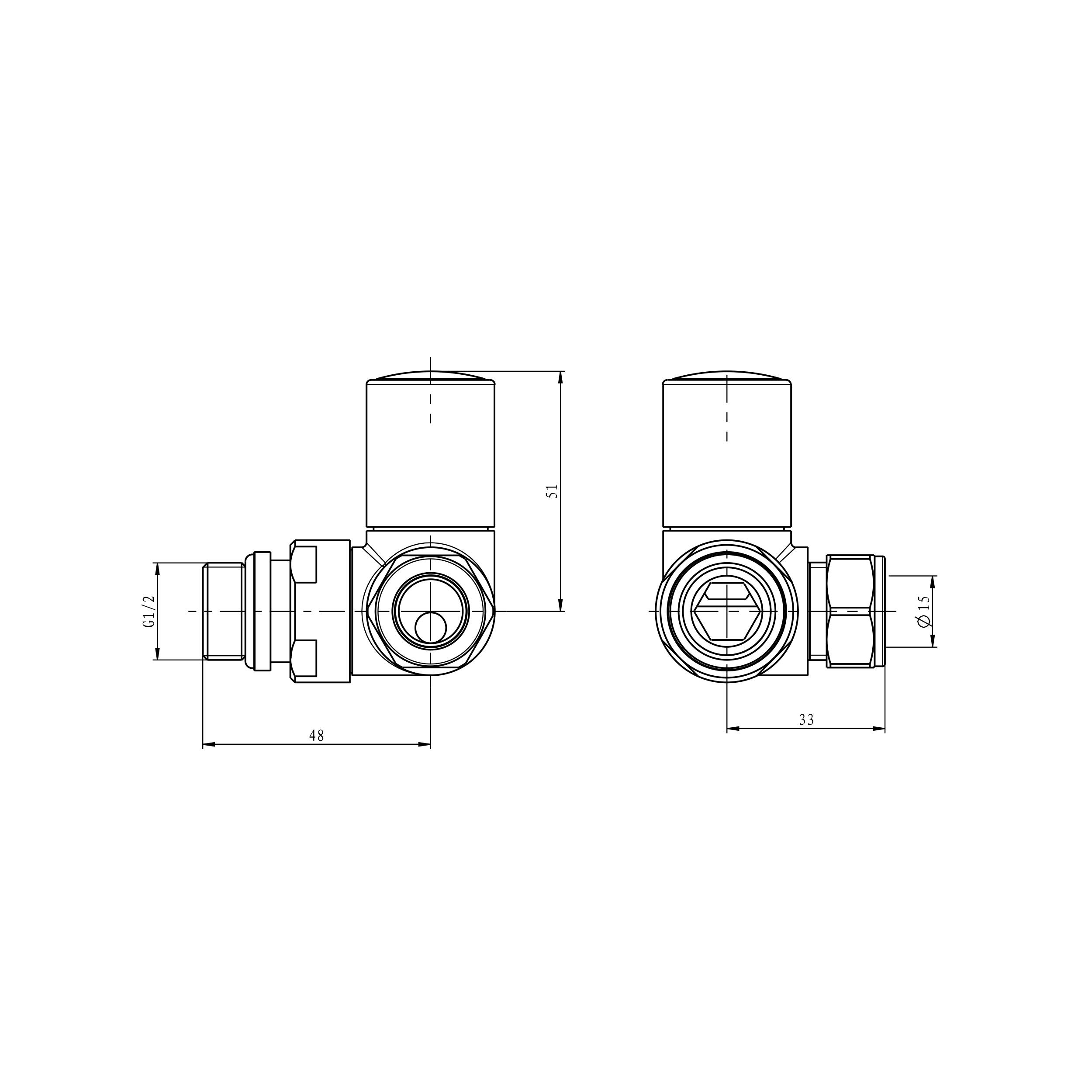 Scudo Modern Towel Rail Corner Valves pair in chrome finish, made from brass