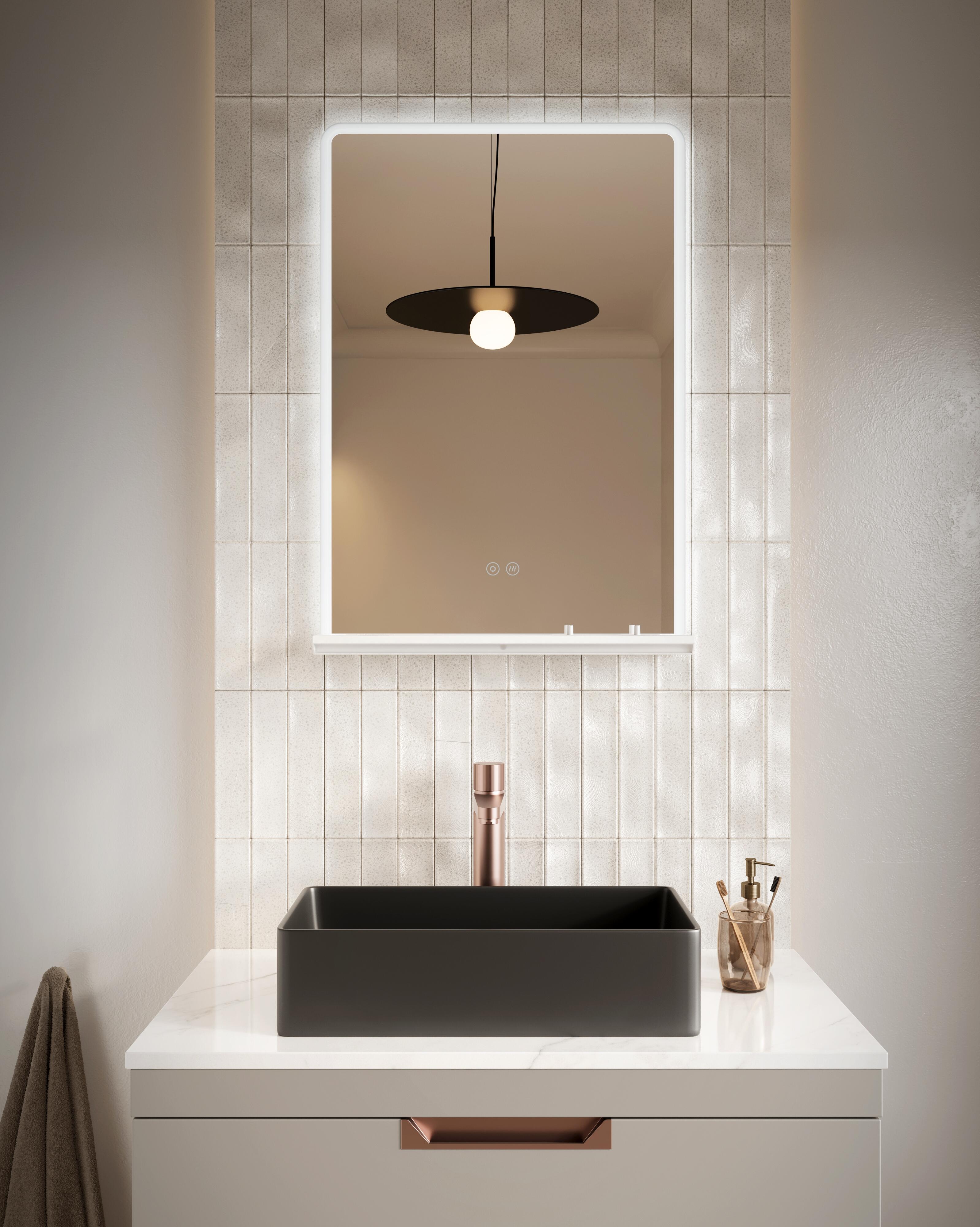 Scudo Charj 600x700mm LED illuminated rectangular bathroom mirror