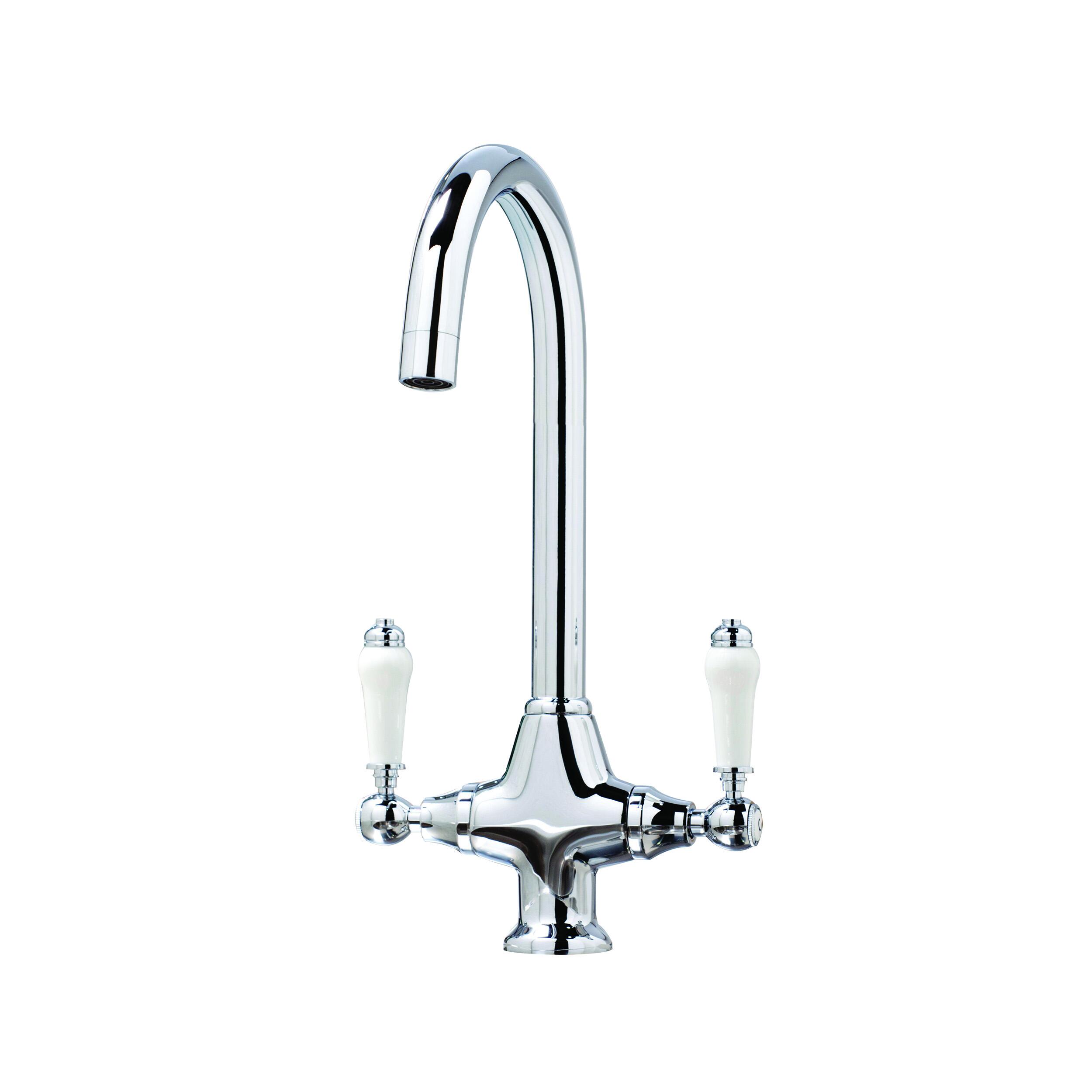 Scudo Harrogate chrome kitchen tap with lever handle and swivel spout, 1 tap hole
