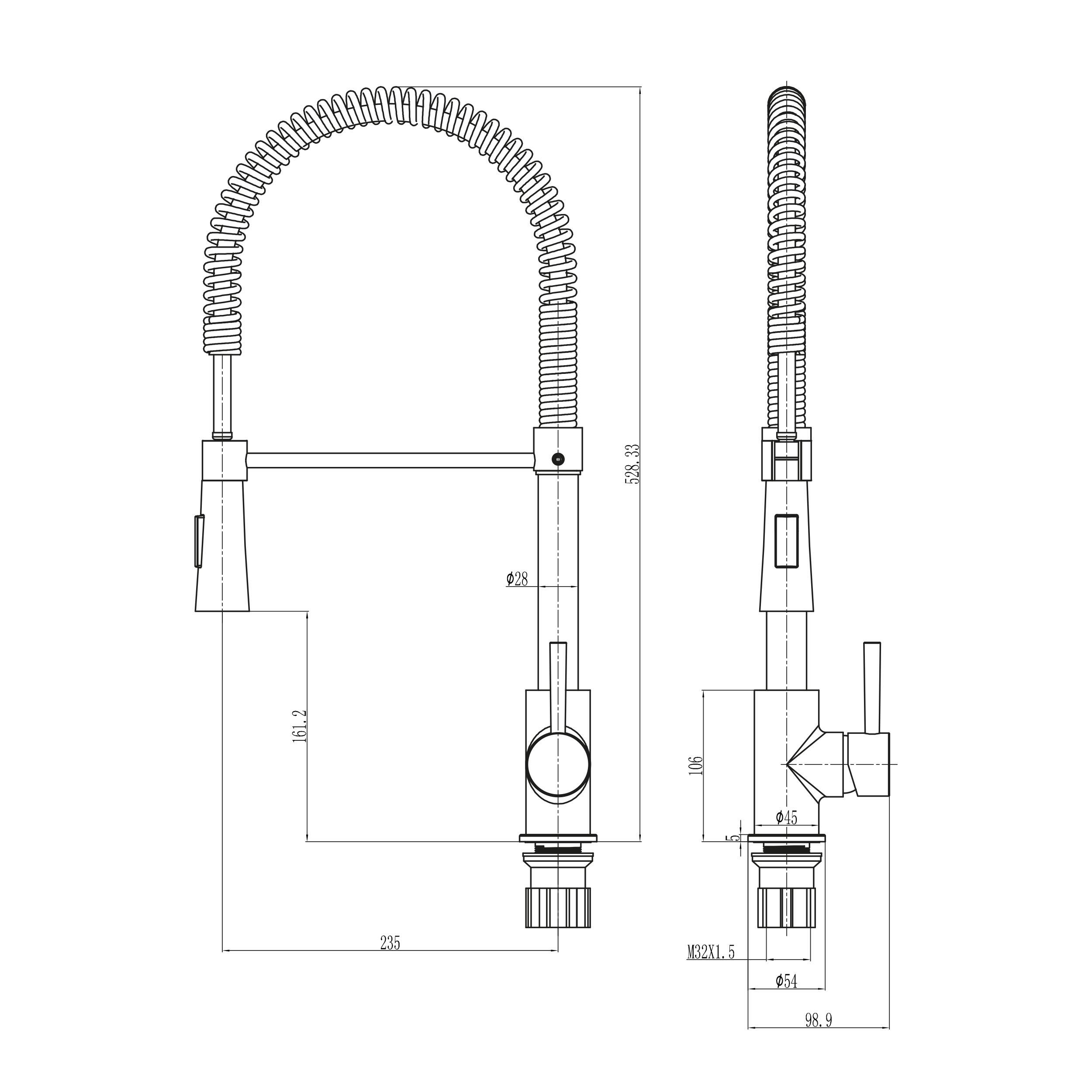 Scudo Tirare brushed nickel 1 tap hole kitchen tap with lever handle and swivel spout