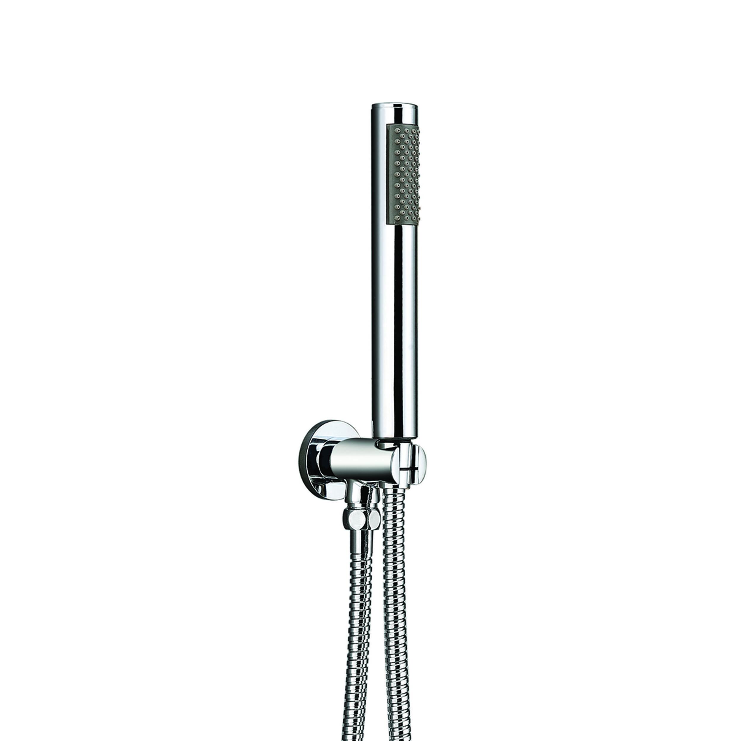 Scudo Round Shower Outlet, Hose and Head in Chrome, brass construction